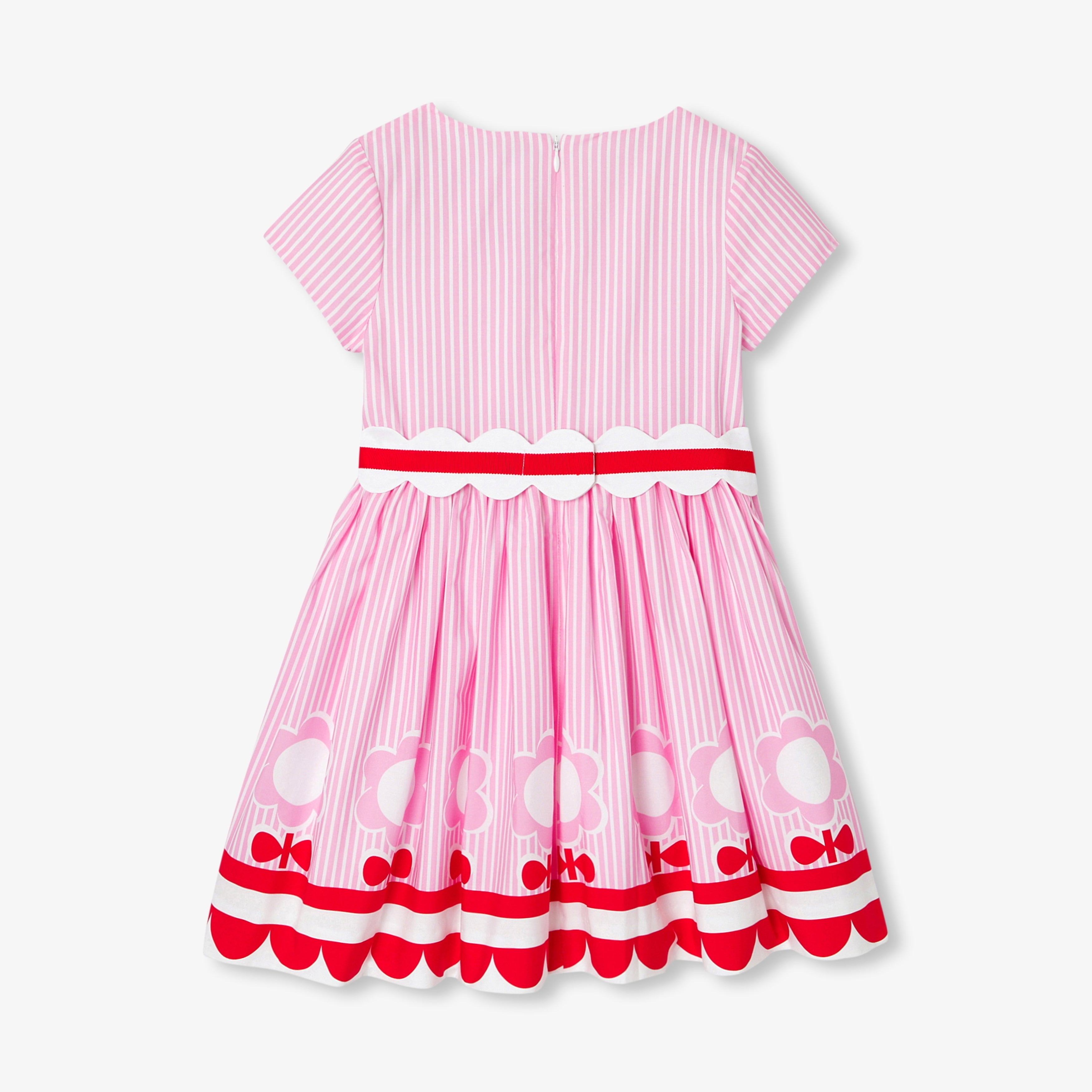 JC-TG090 - Jacadi Girl's striped poplin dress (Red)