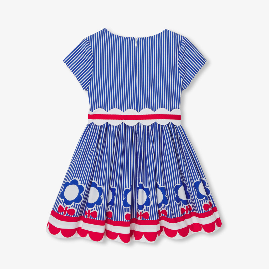 JC-TG091 - Jacadi Girl's striped poplin dress (Blue)
