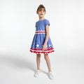 JC-TG091 - Jacadi Girl's striped poplin dress (Blue)