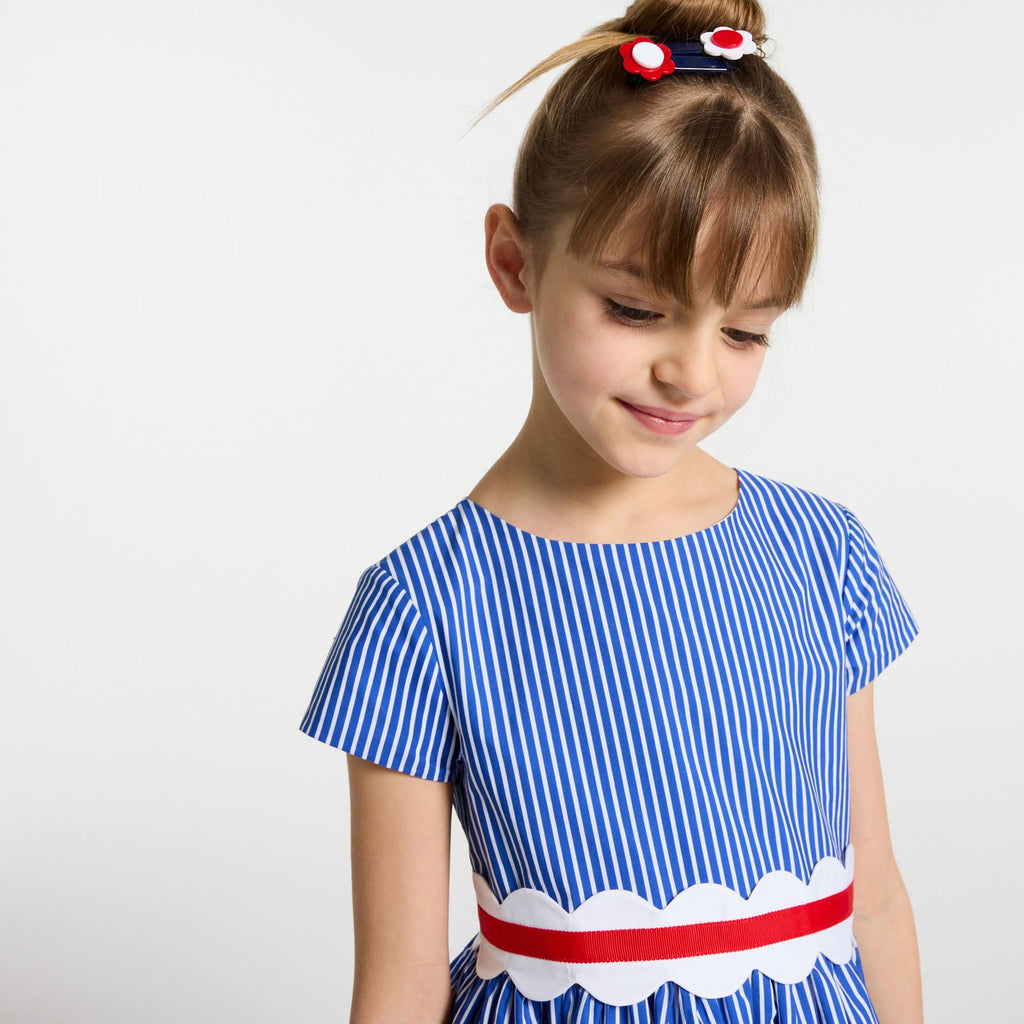 Girls' striped poplin dress