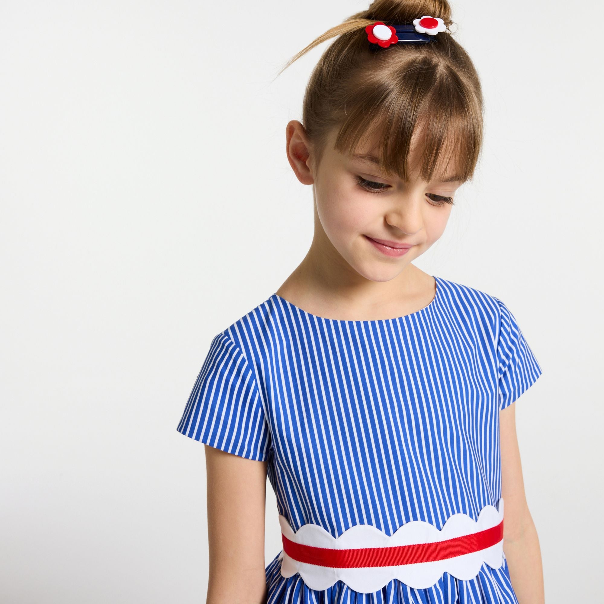 Girls' striped poplin dress