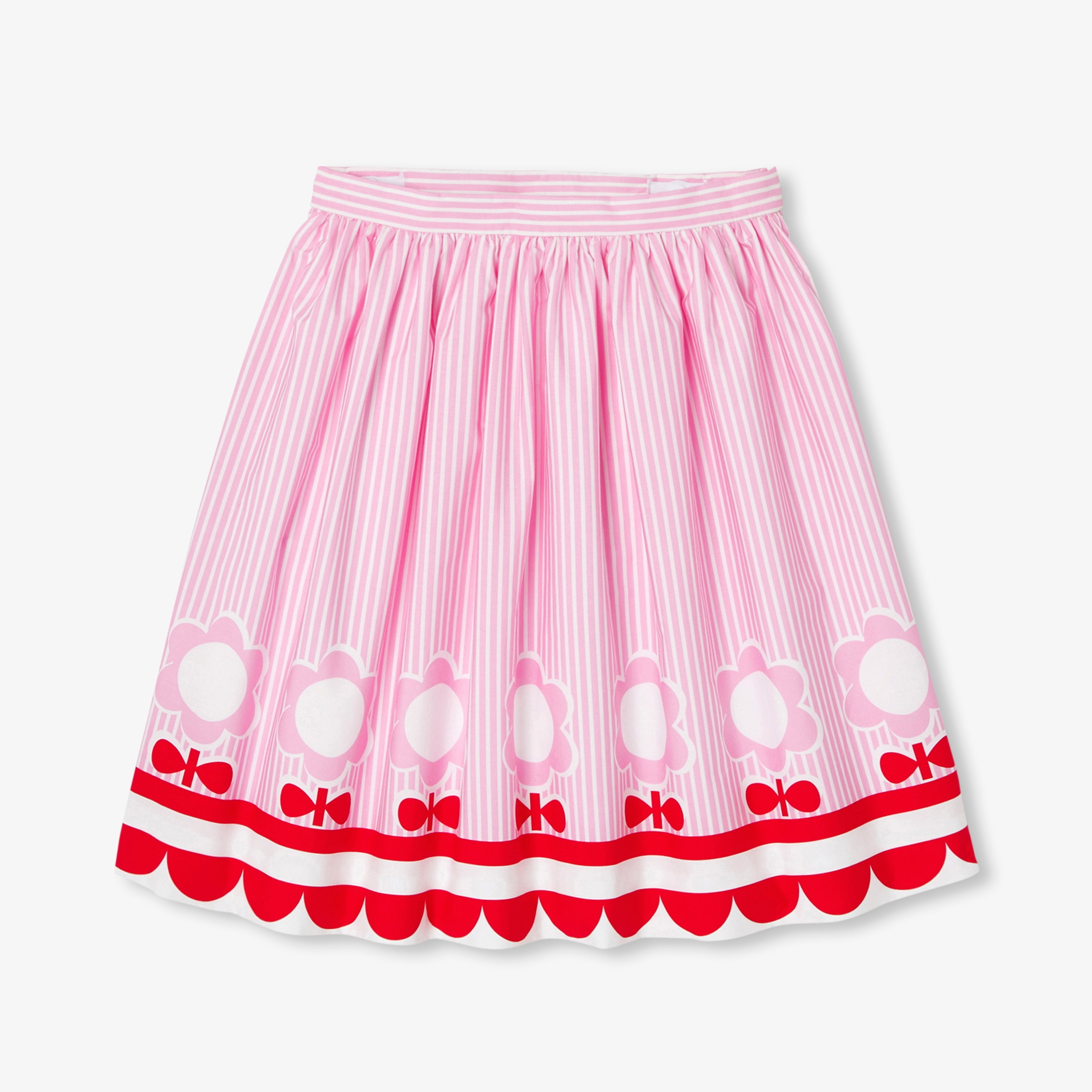 JC-TG096 - Jacadi Girl's striped poplin midi skirt
