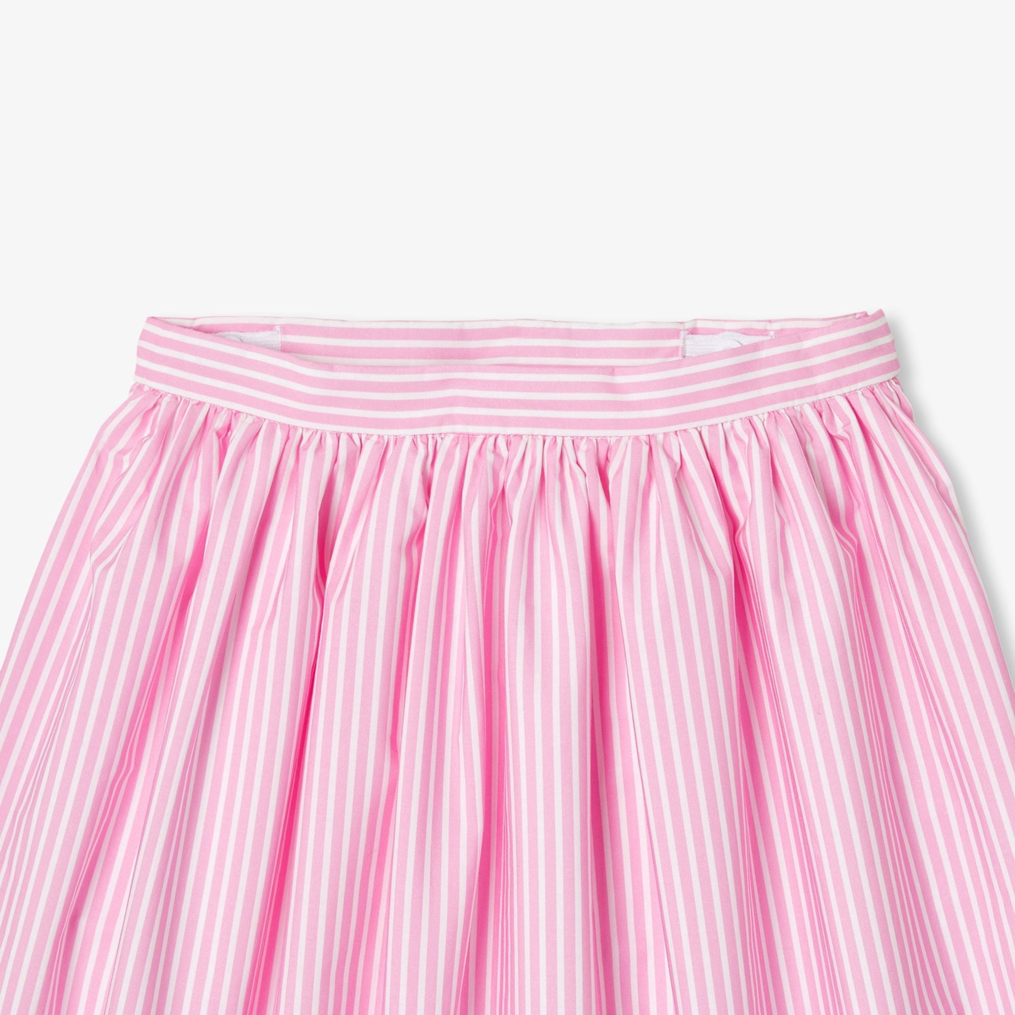 Girls' mid-length striped poplin skirt