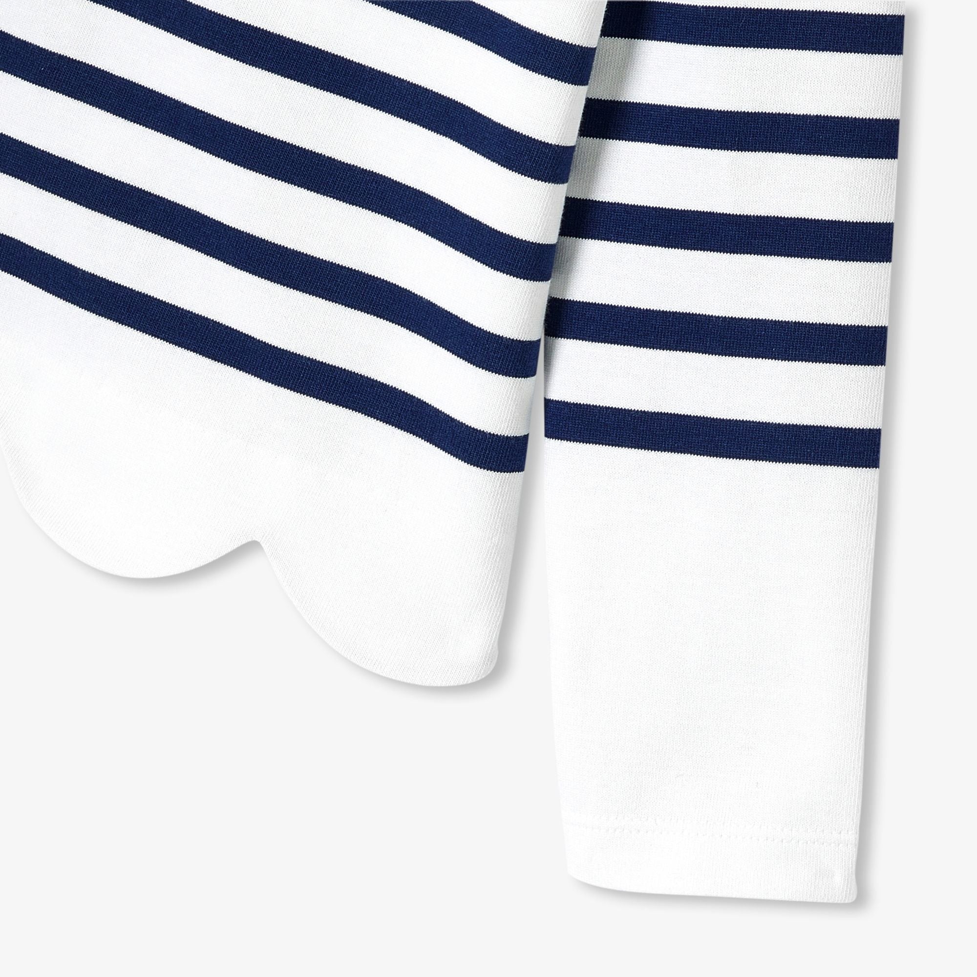 Girl cotton Breton T-shirt - White/Light Blue