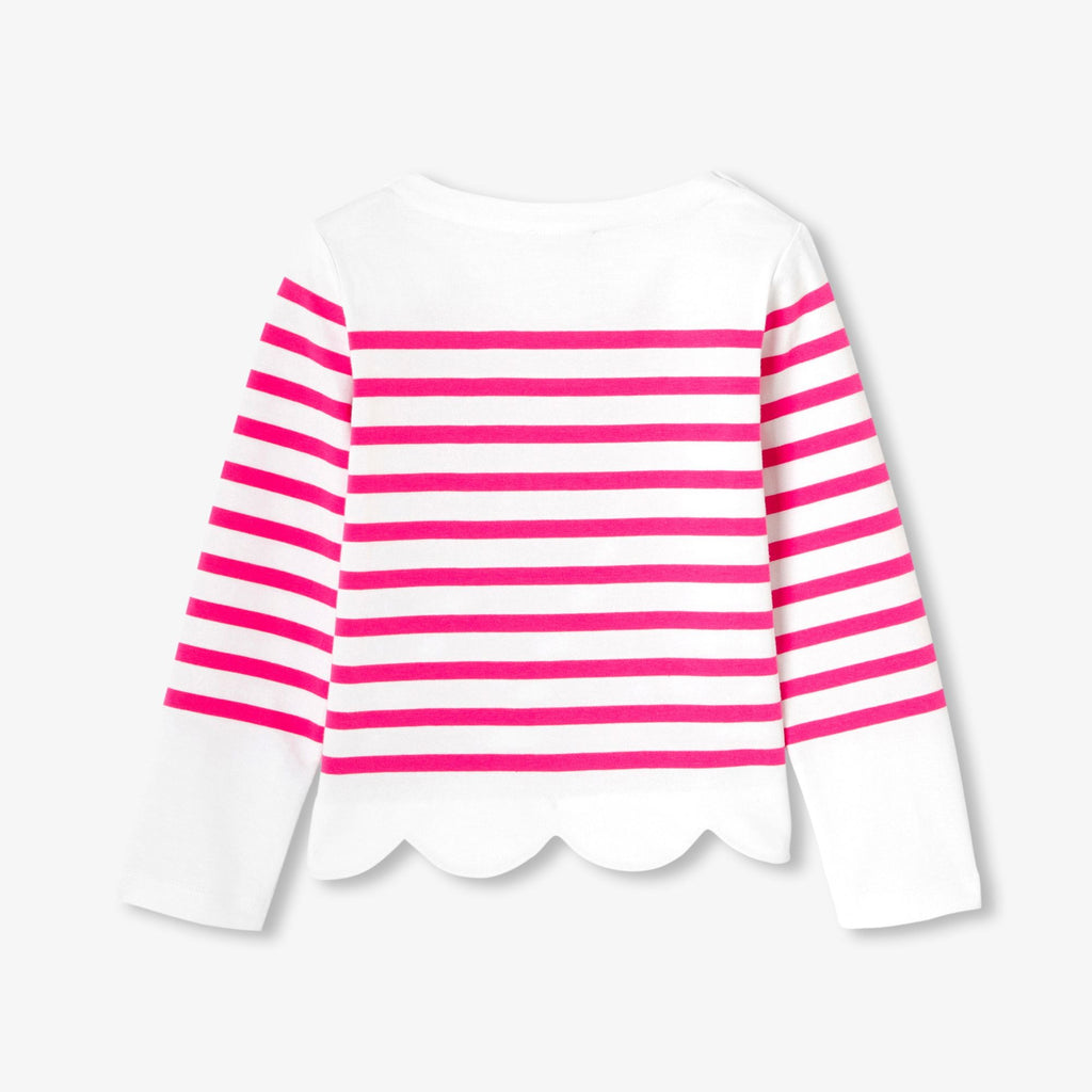 Girl cotton Breton T-shirt - White/Pink