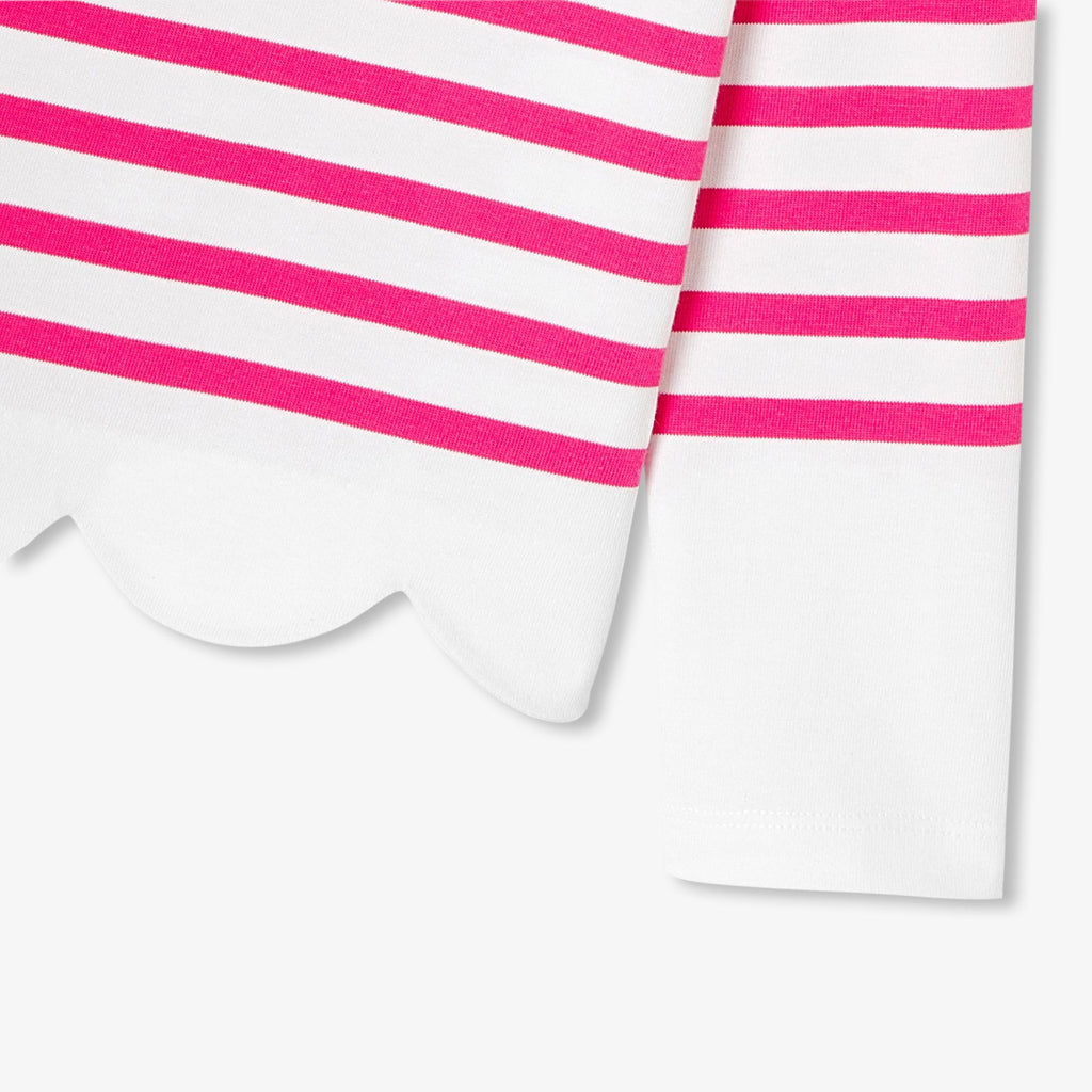 Girl cotton Breton T-shirt - White/Pink