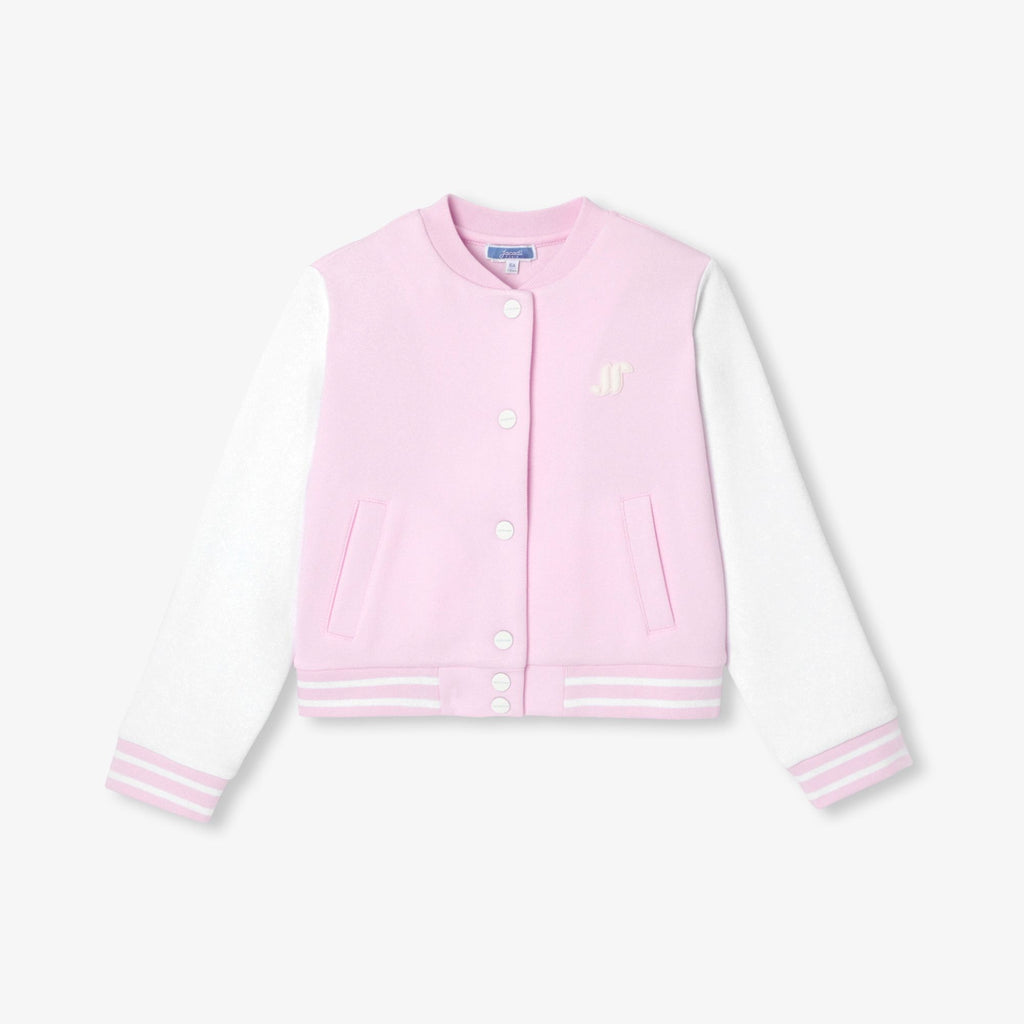 Cardigan Teddy in Sweatshirt Fabric Girl - Pink/White