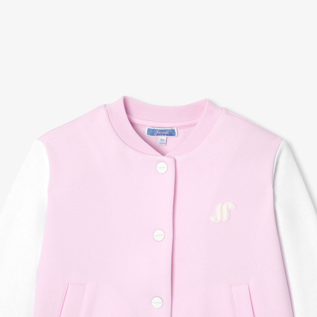 Cardigan Teddy in Sweatshirt Fabric Girl - Pink/White