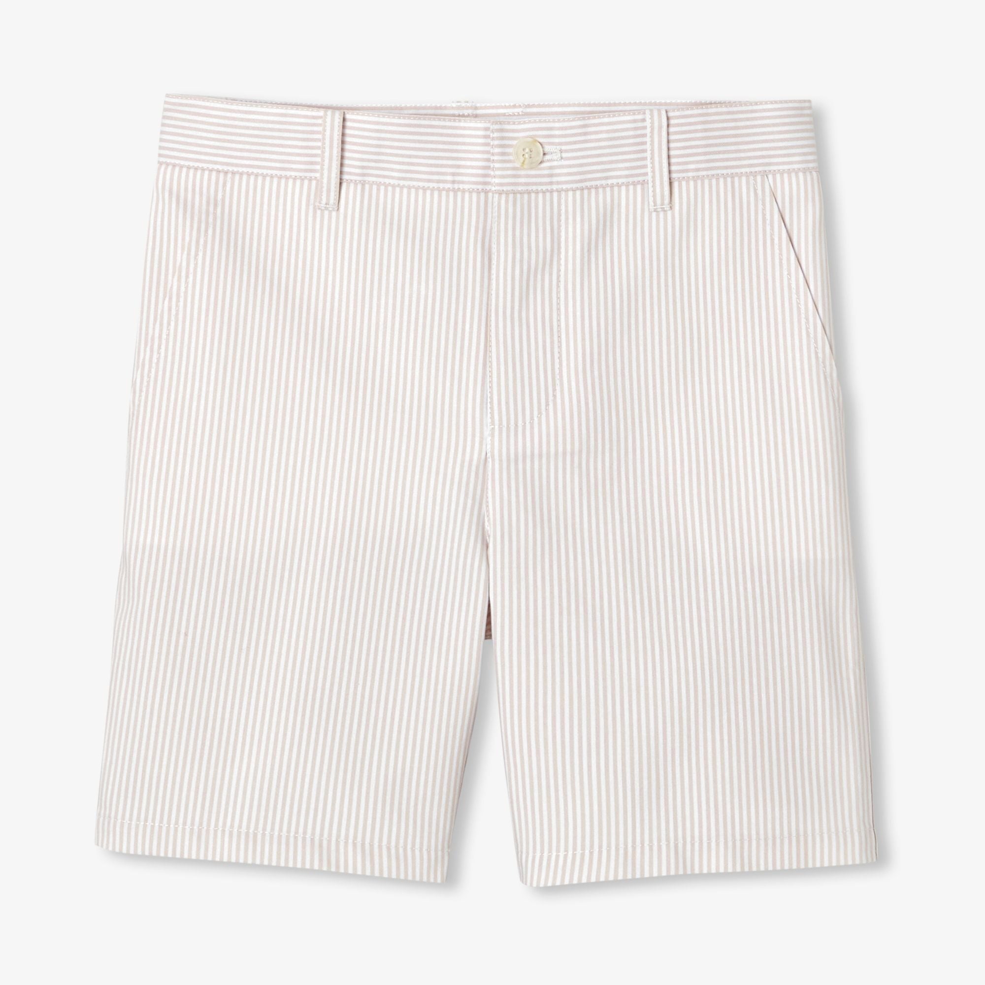 Boy striped twill Bermuda shorts - White/Beige