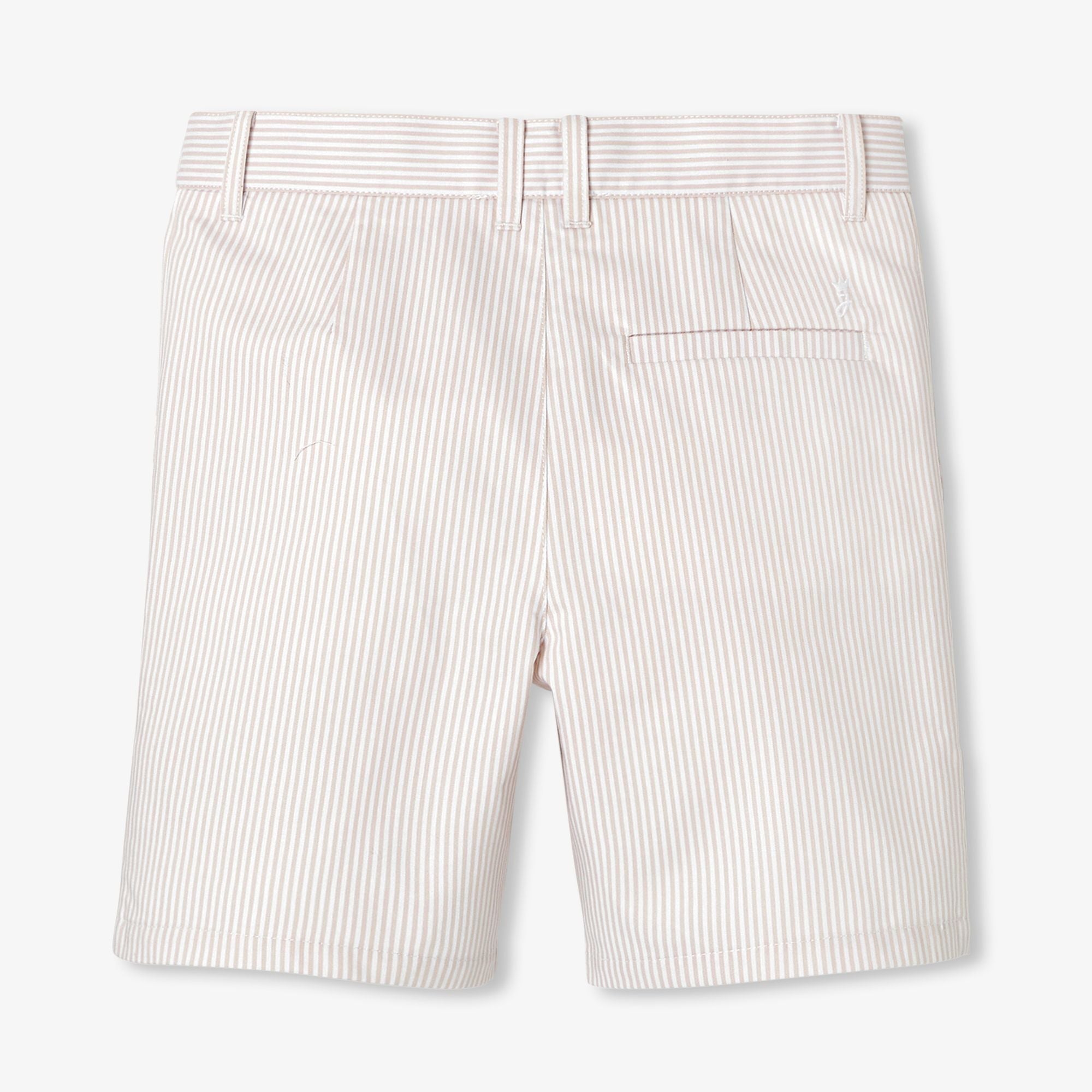 Boy striped twill Bermuda shorts - White/Beige