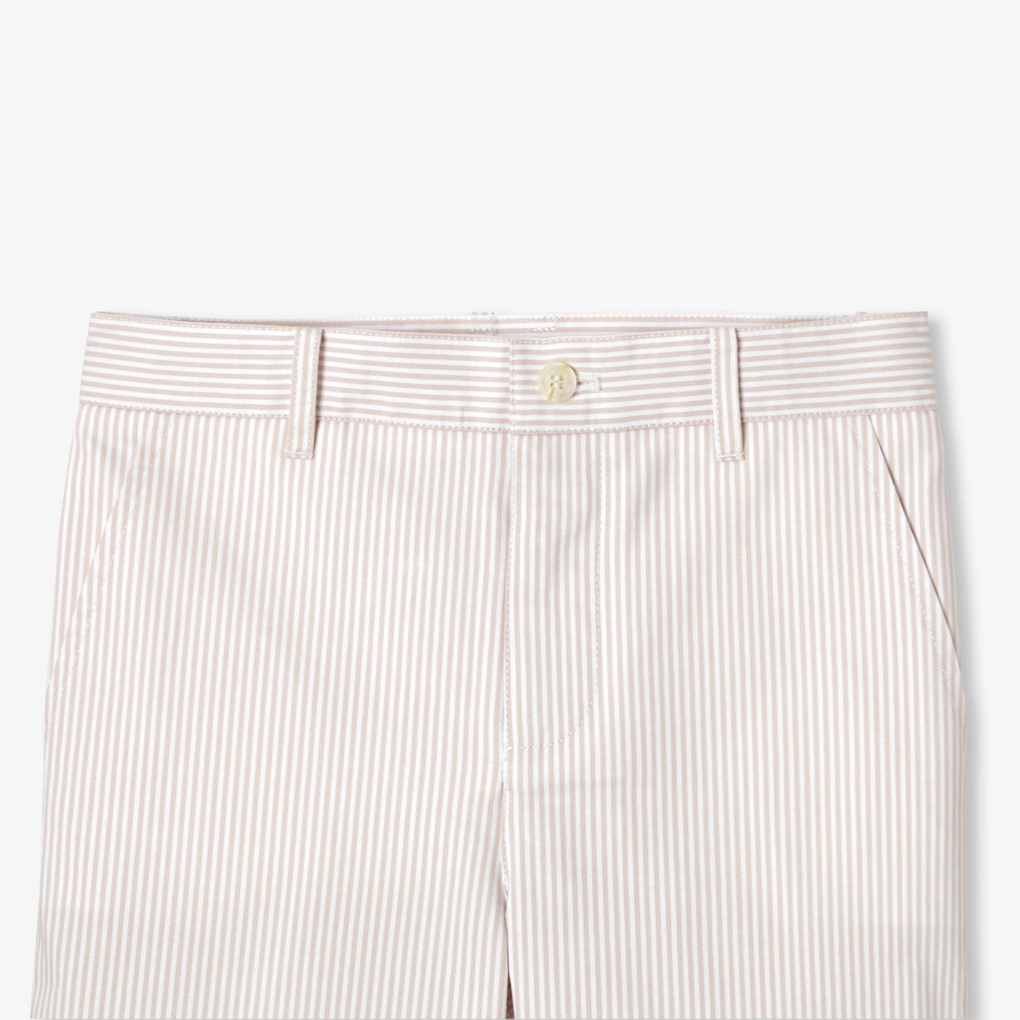 Boy striped twill Bermuda shorts - White/Beige