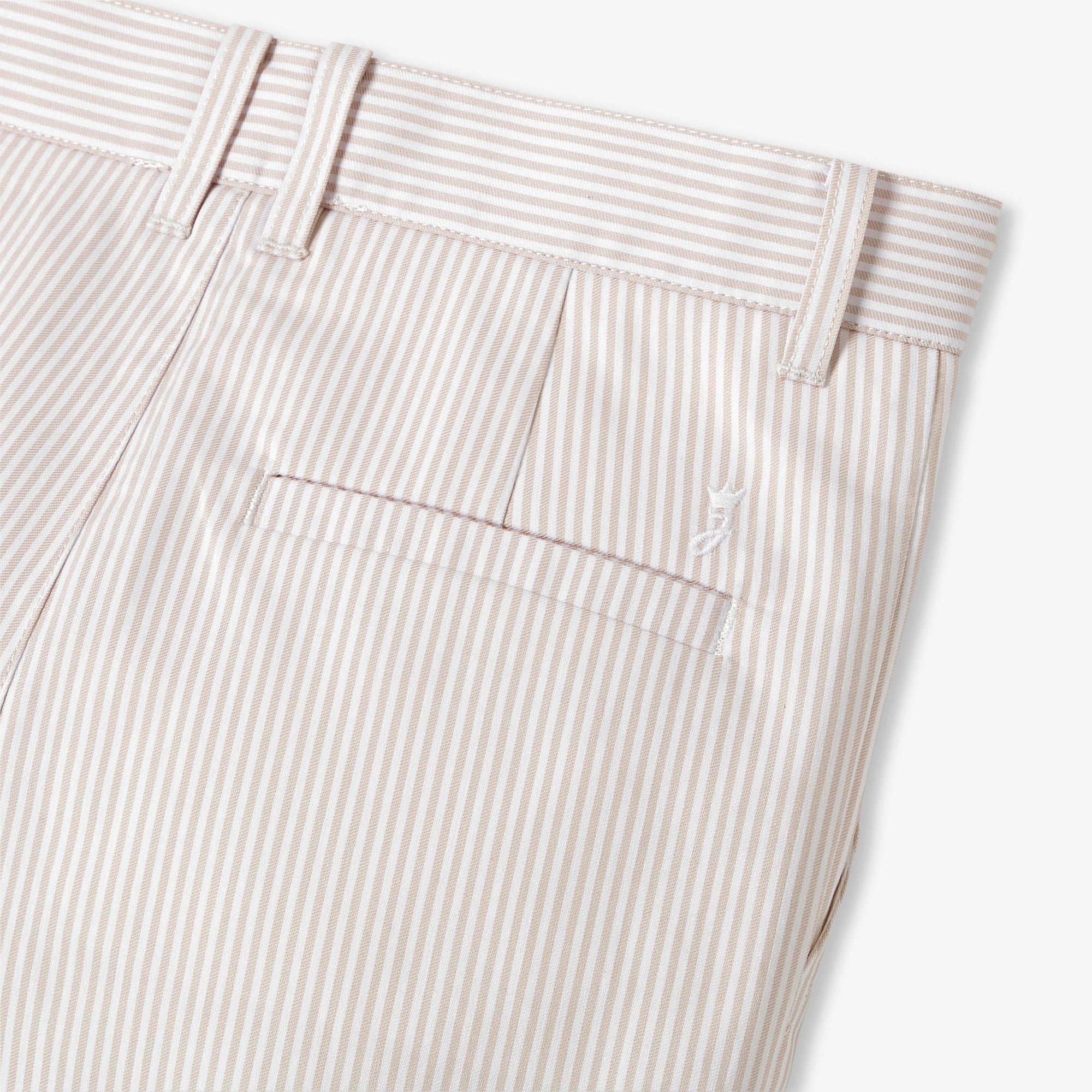 Boy striped twill Bermuda shorts - White/Beige
