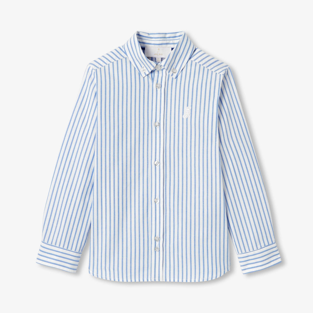 Shirt Striped in Oxford Cotton Boy - White/Light Blue