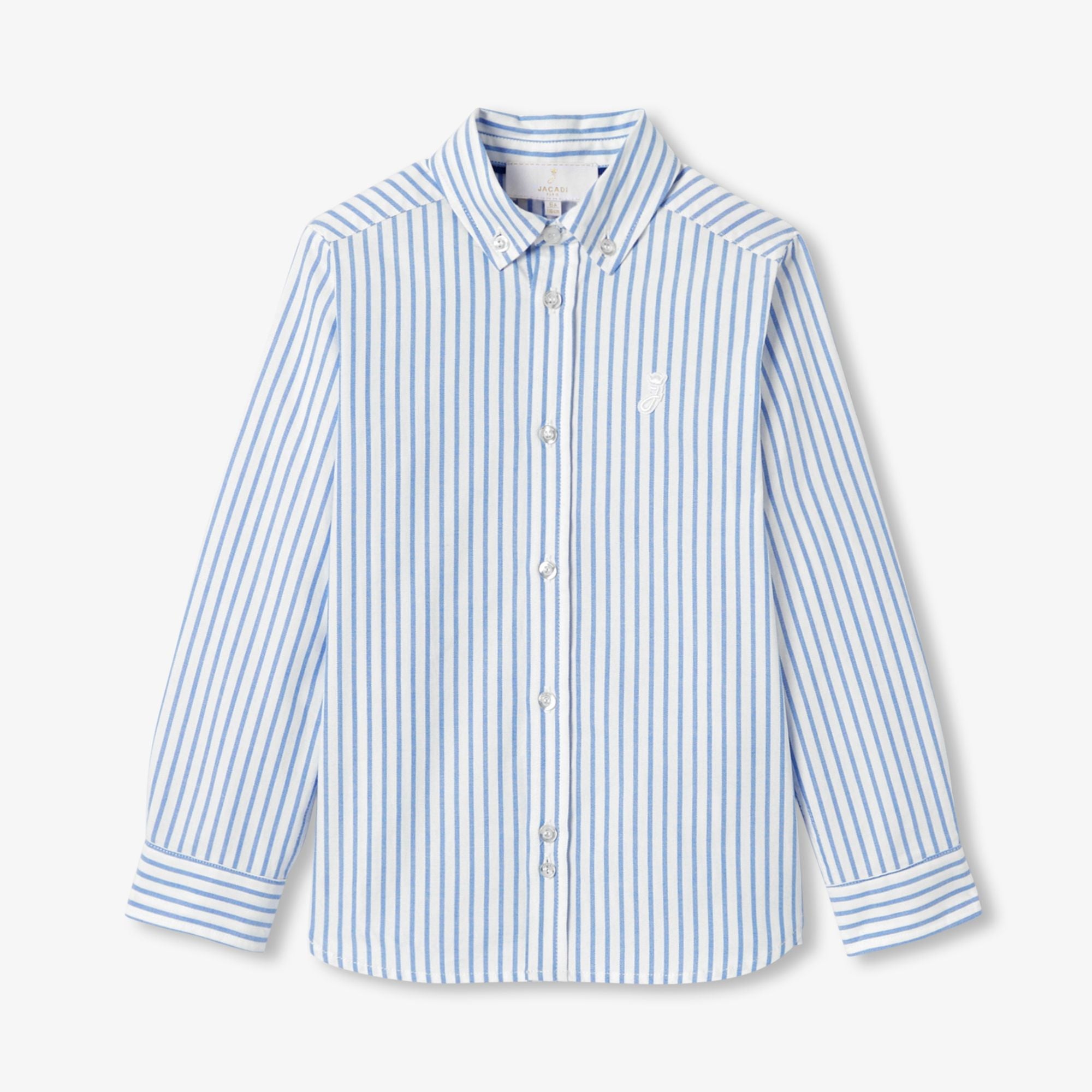 Shirt Striped in Oxford Cotton Boy - White/Light Blue