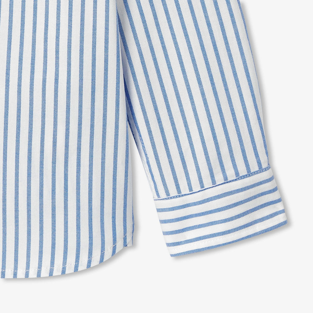 Shirt Striped in Oxford Cotton Boy - White/Light Blue