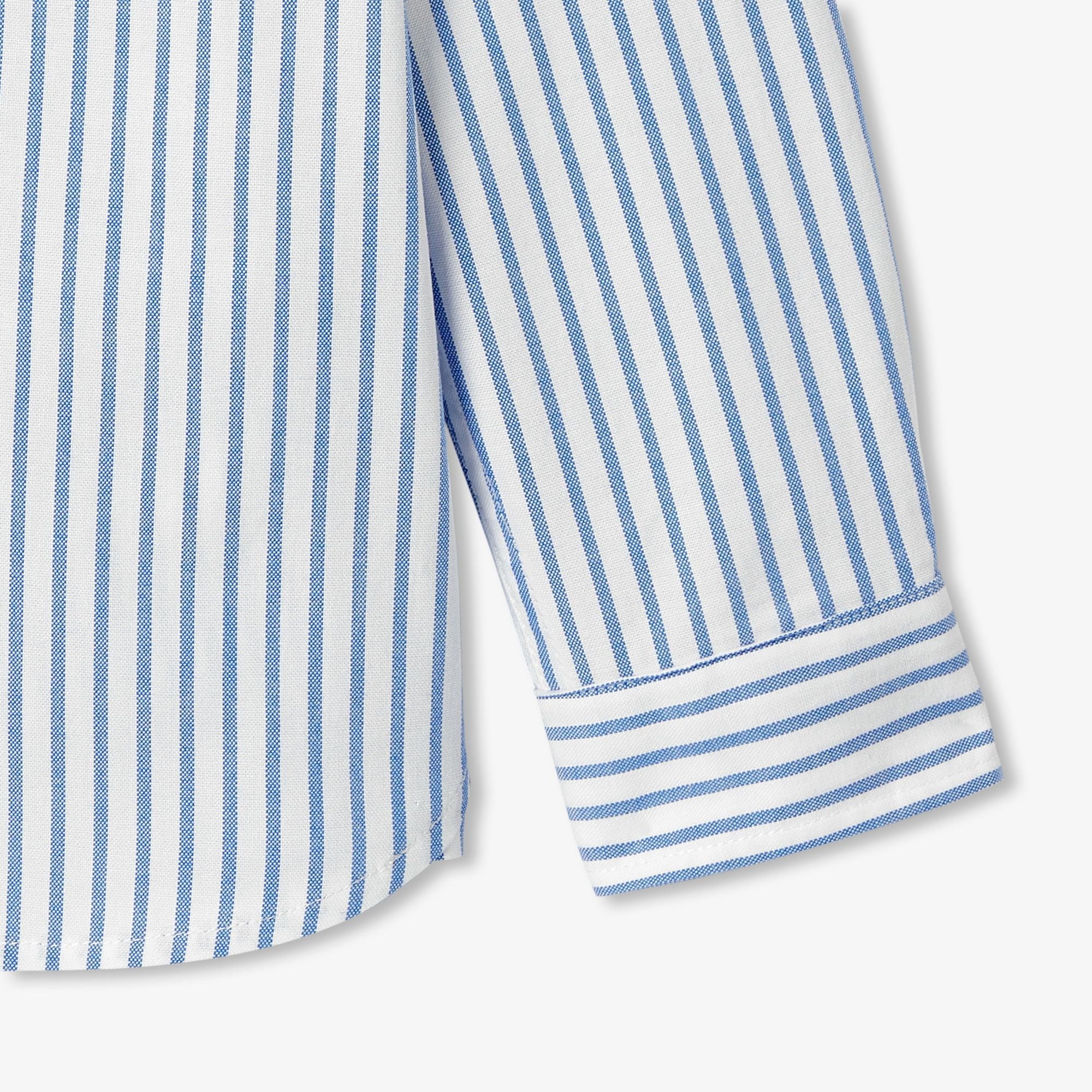 Shirt Striped in Oxford Cotton Boy - White/Light Blue