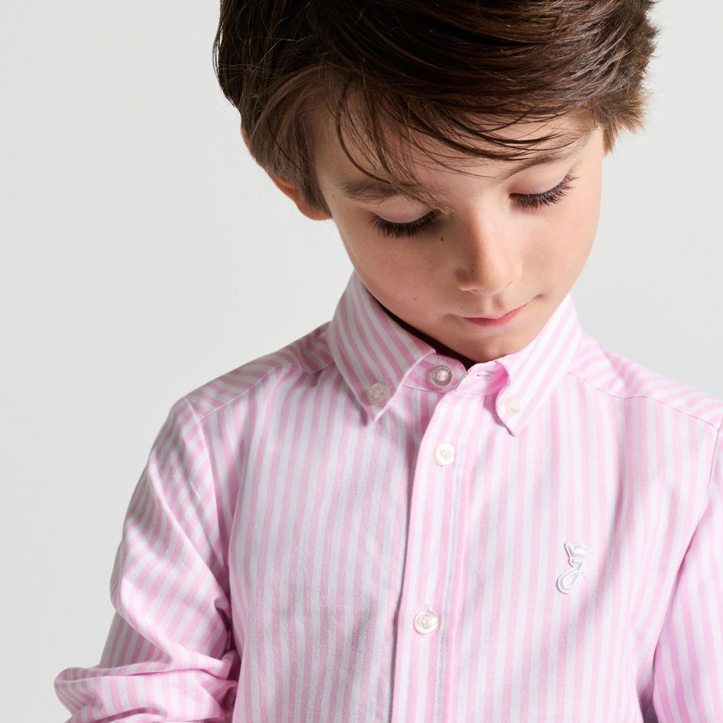Boy striped Oxford cotton shirt - White/Pink