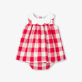 JC-NG161 - Jacadi Newborn gingham poplin dress - White/Red