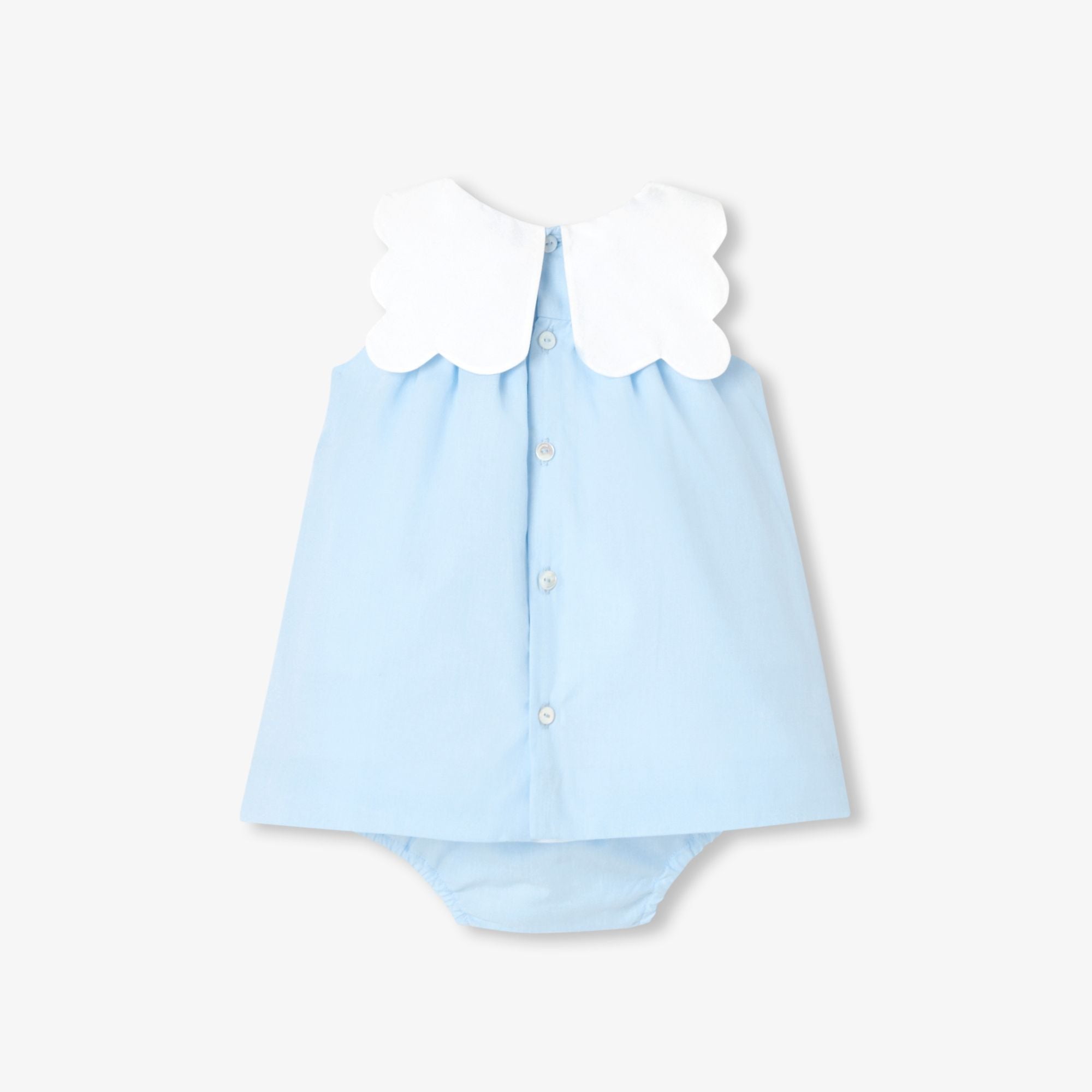 JC-NG152 - Jacadi Newborn girl fil-à-fil cotton dress