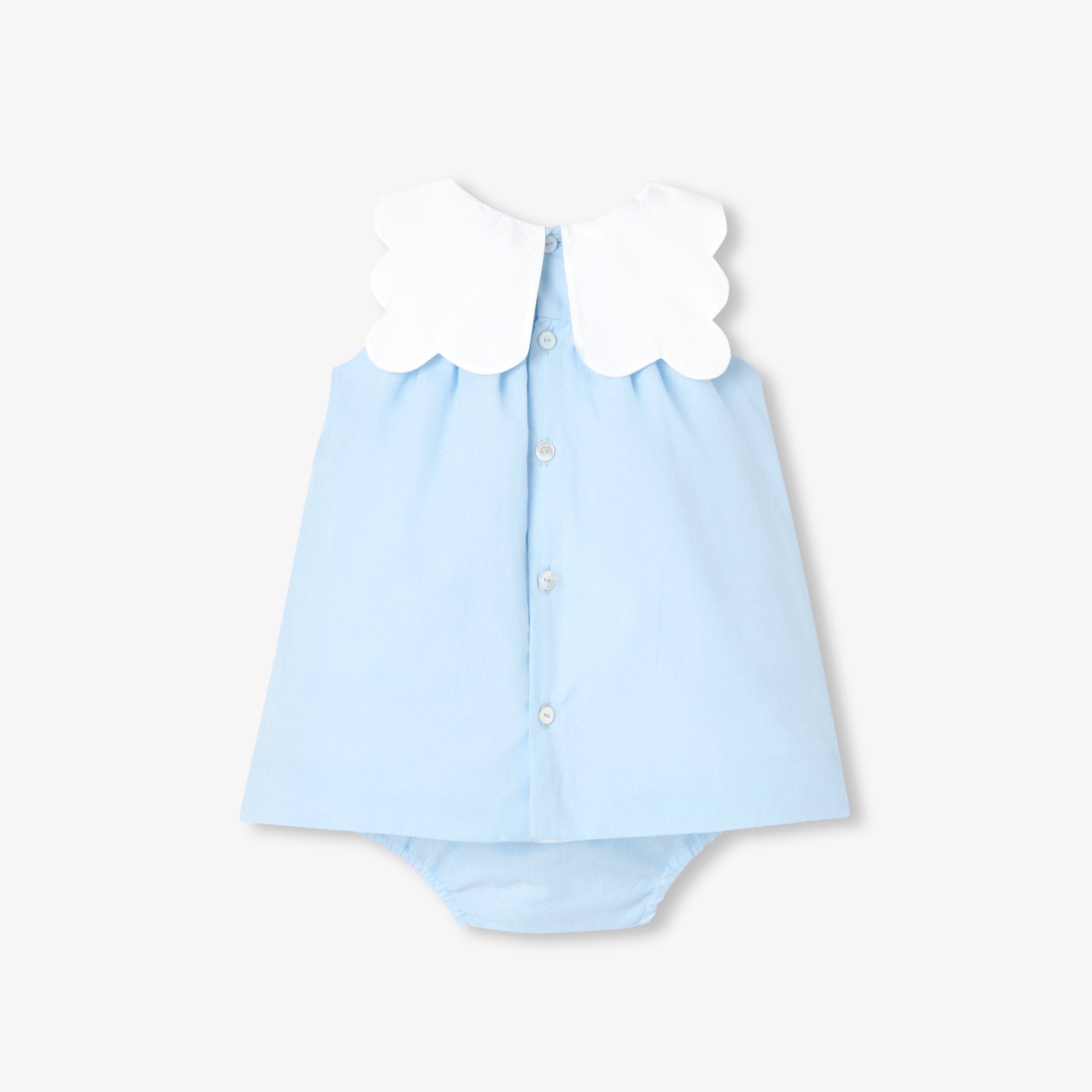 Baby girl fil-a-fil cotton dress - Blue/White