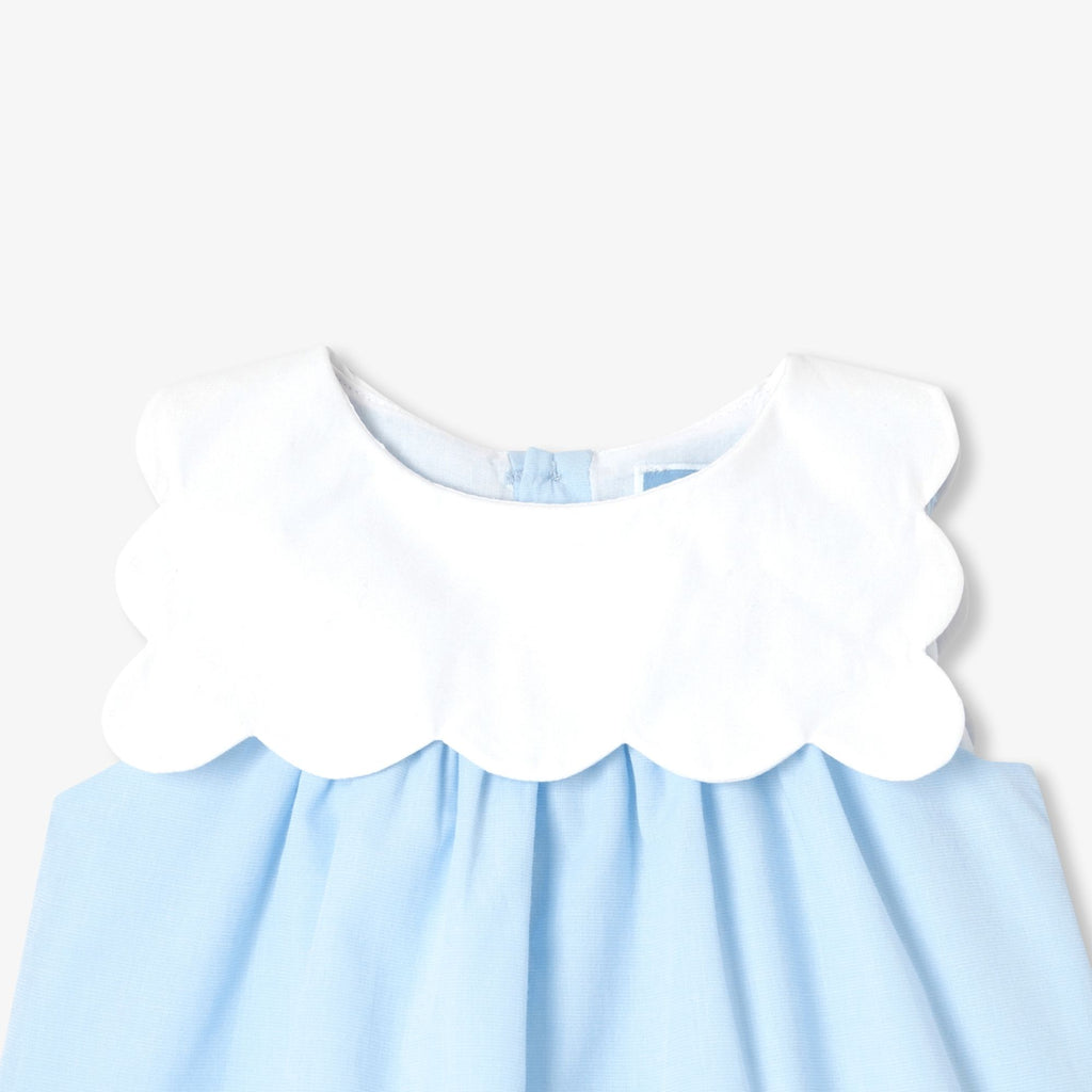 Baby girl fil-a-fil cotton dress - Blue/White