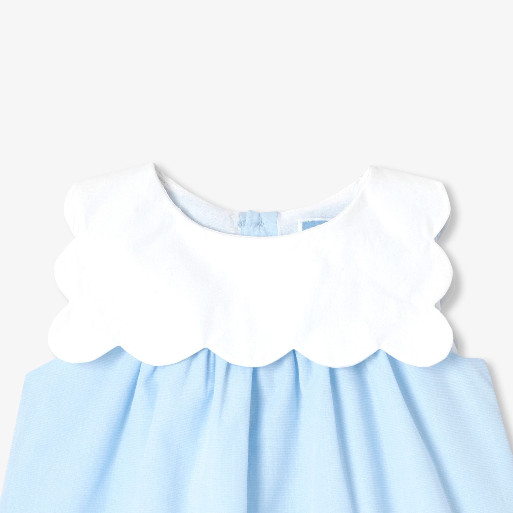 Baby girl fil-a-fil cotton dress - Blue/White