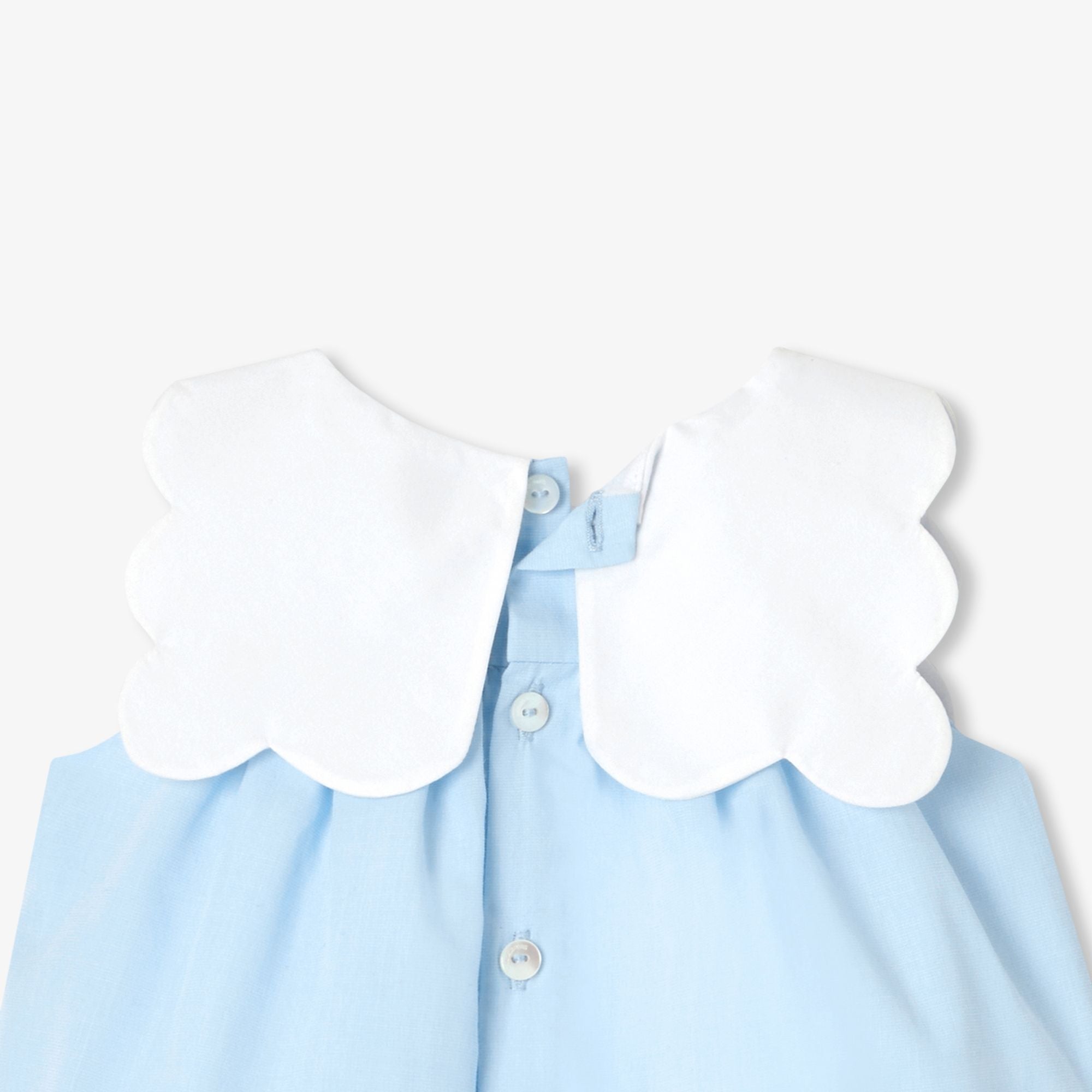 Baby girl fil-a-fil cotton dress - Blue/White