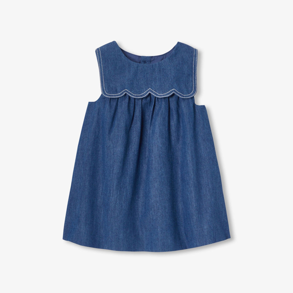 Baby girl lightweight denim shirt dress - Dark Denim