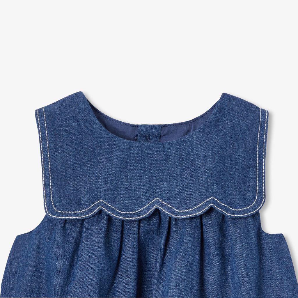 Baby girl lightweight denim shirt dress - Dark Denim