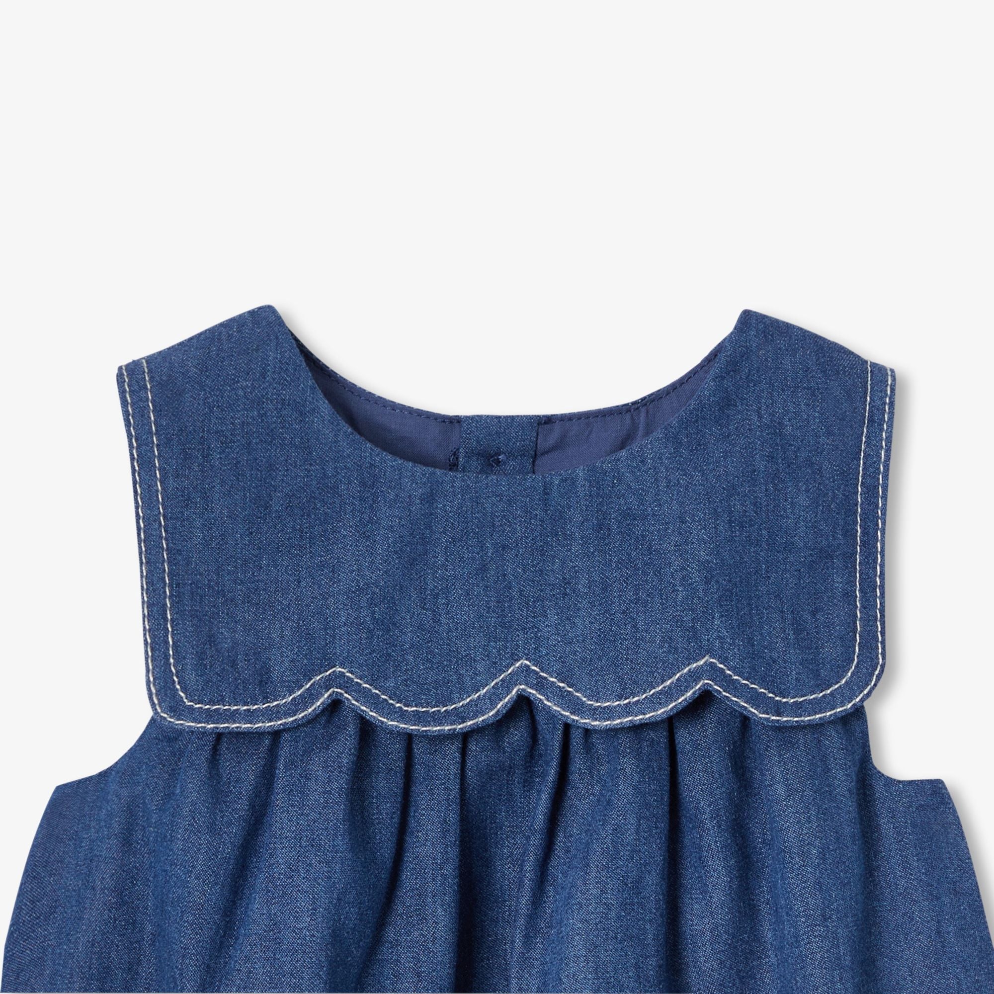 Baby girl lightweight denim shirt dress - Dark Denim