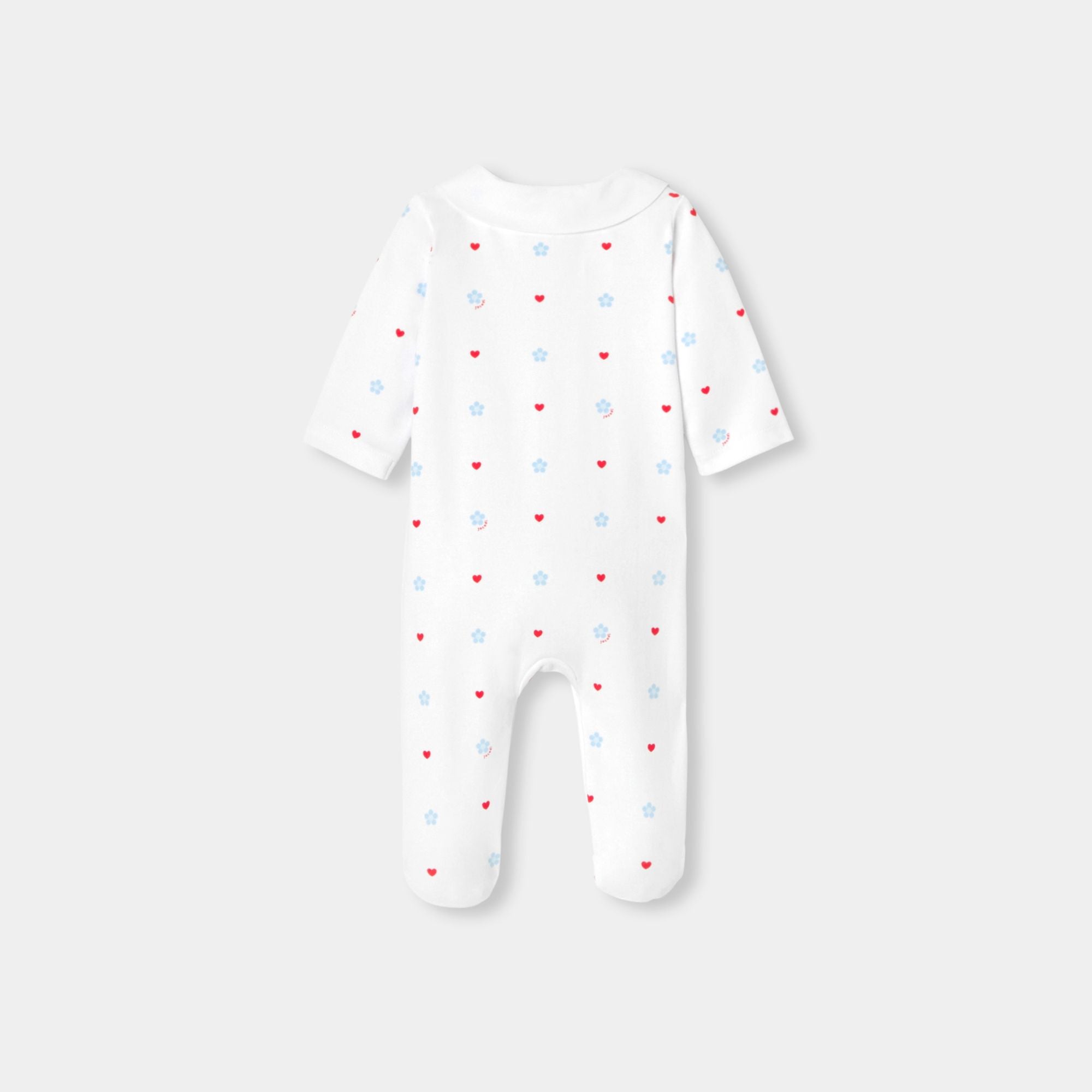 Baby girl cotton interlock pyjamas - White/Multicolour