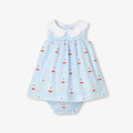 JC-NG162 - Jacadi Newborn floral poplin dress - Blue/Multi
