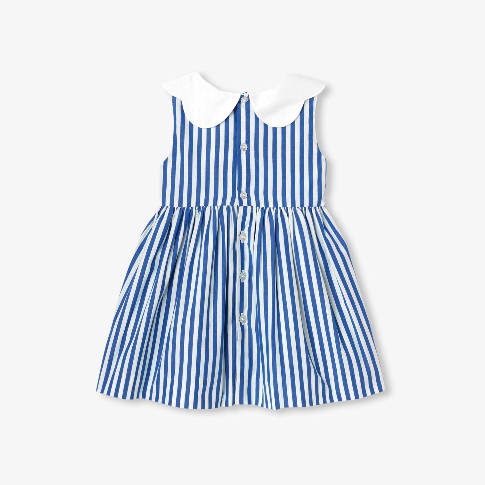 Dress Sleeveless Striped Baby Girl - White/Light Blue