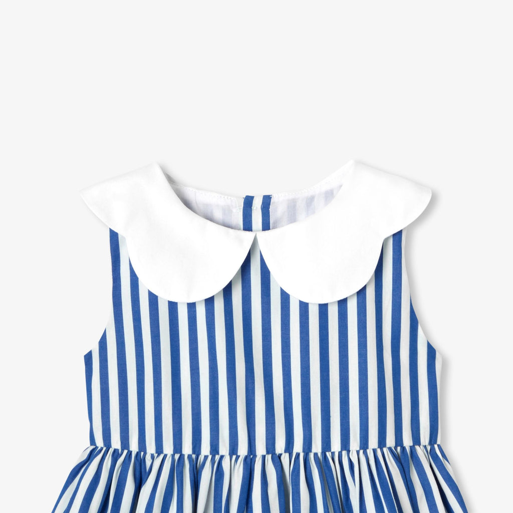 Dress Sleeveless Striped Baby Girl - White/Light Blue