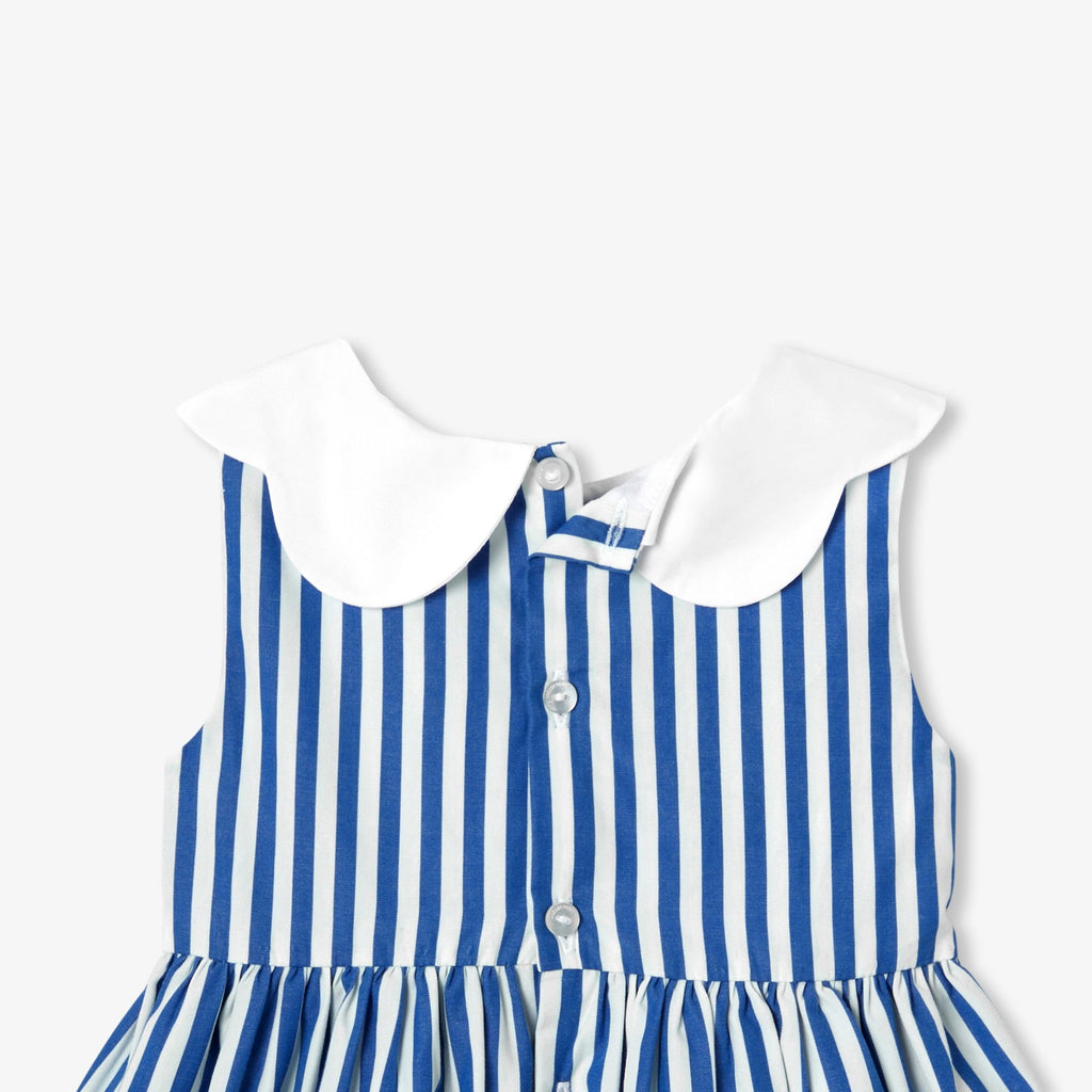 Dress Sleeveless Striped Baby Girl - White/Light Blue