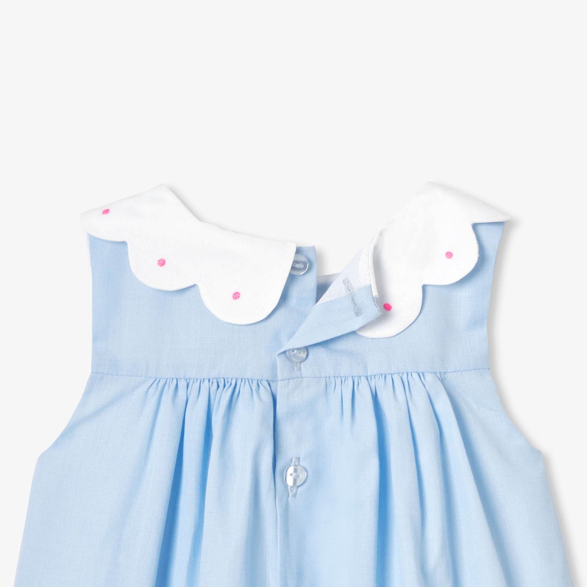 Baby girl fil-a-fil cotton dress - Blue/White