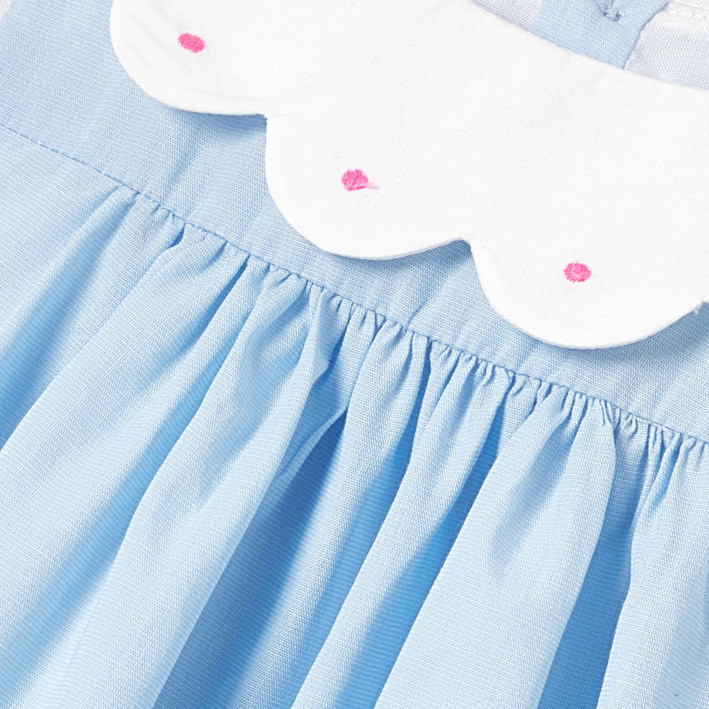 Baby girl fil-a-fil cotton dress - Blue/White