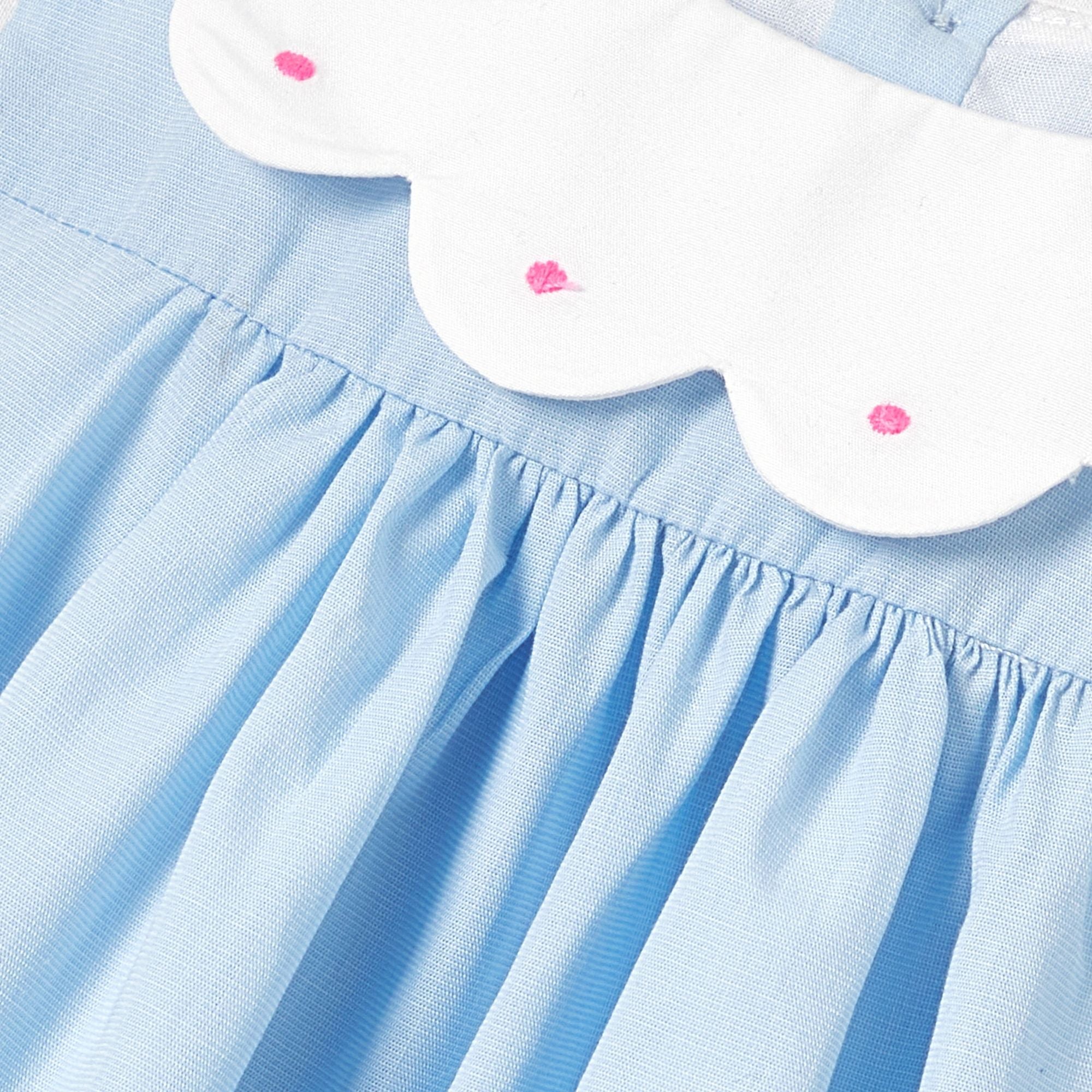 Baby girl fil-a-fil cotton dress - Blue/White
