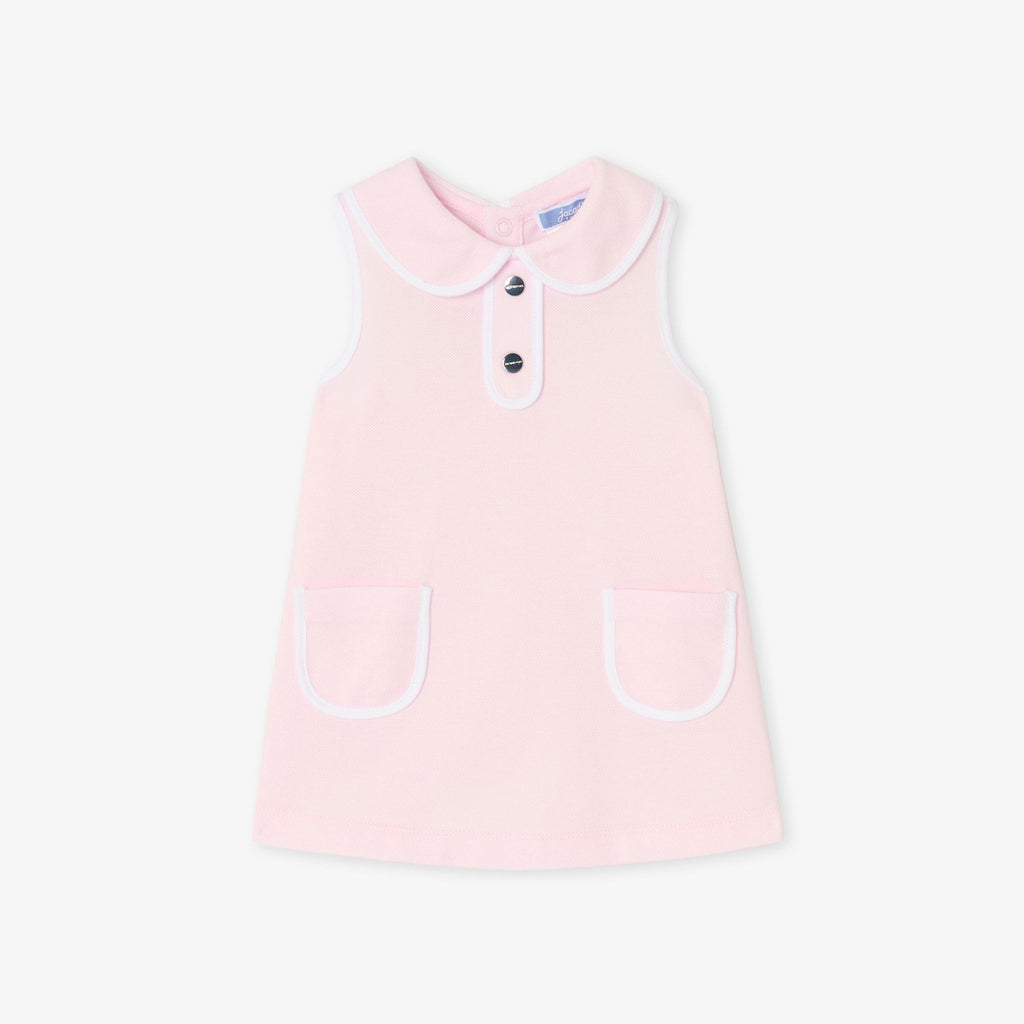 Baby girl sleeveless dress in cotton piqué