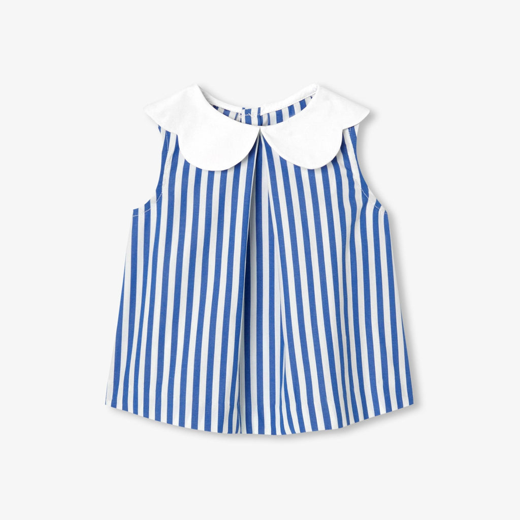 Baby girl sleeveless blouse - White/Light Blue