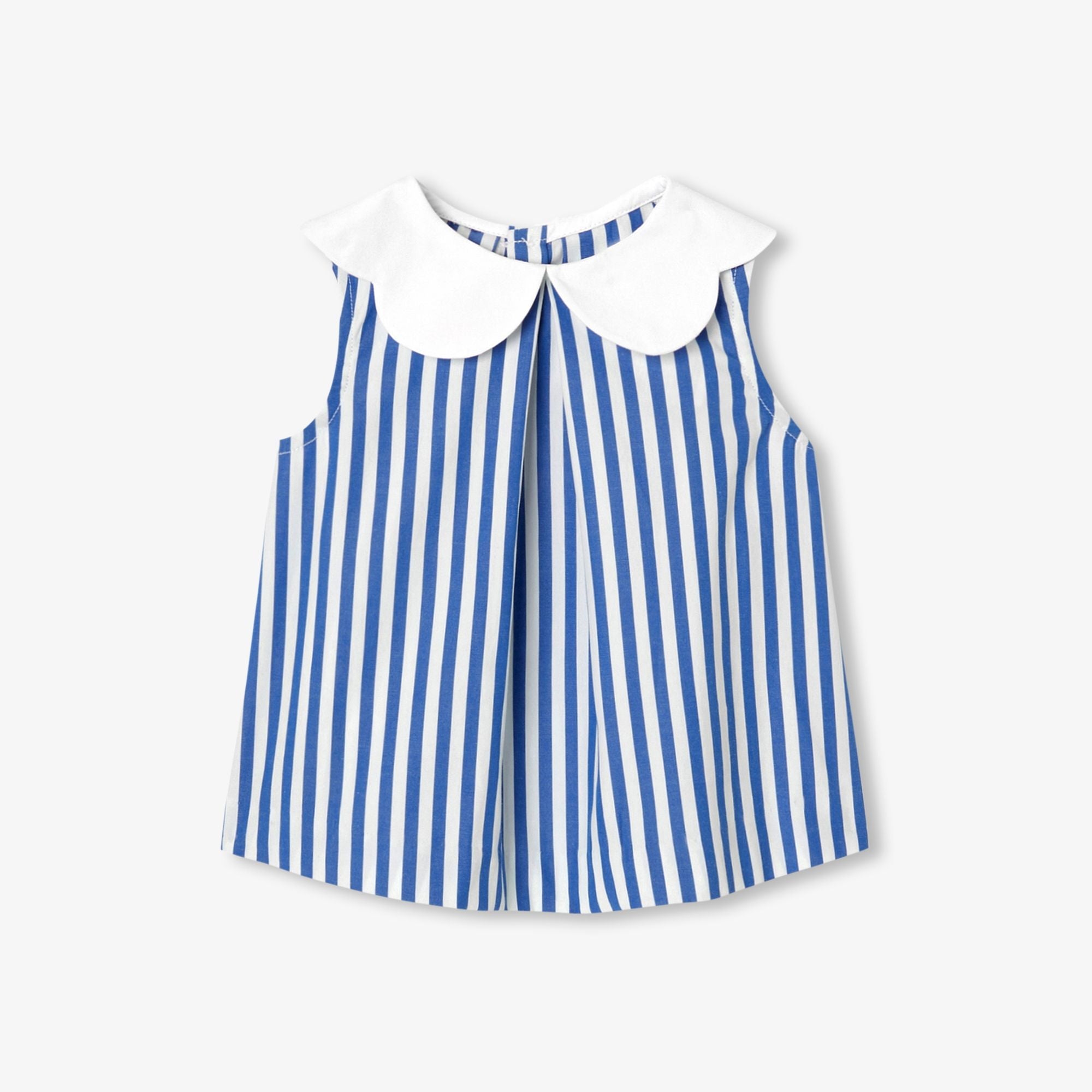 Baby girl sleeveless blouse - White/Light Blue