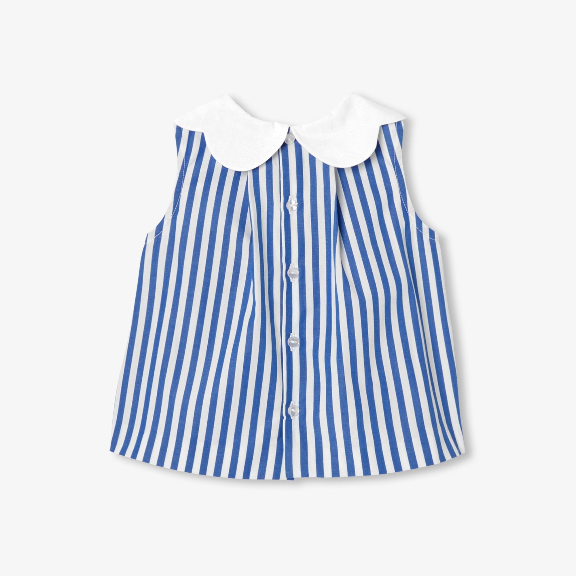 Baby girl sleeveless blouse - White/Light Blue