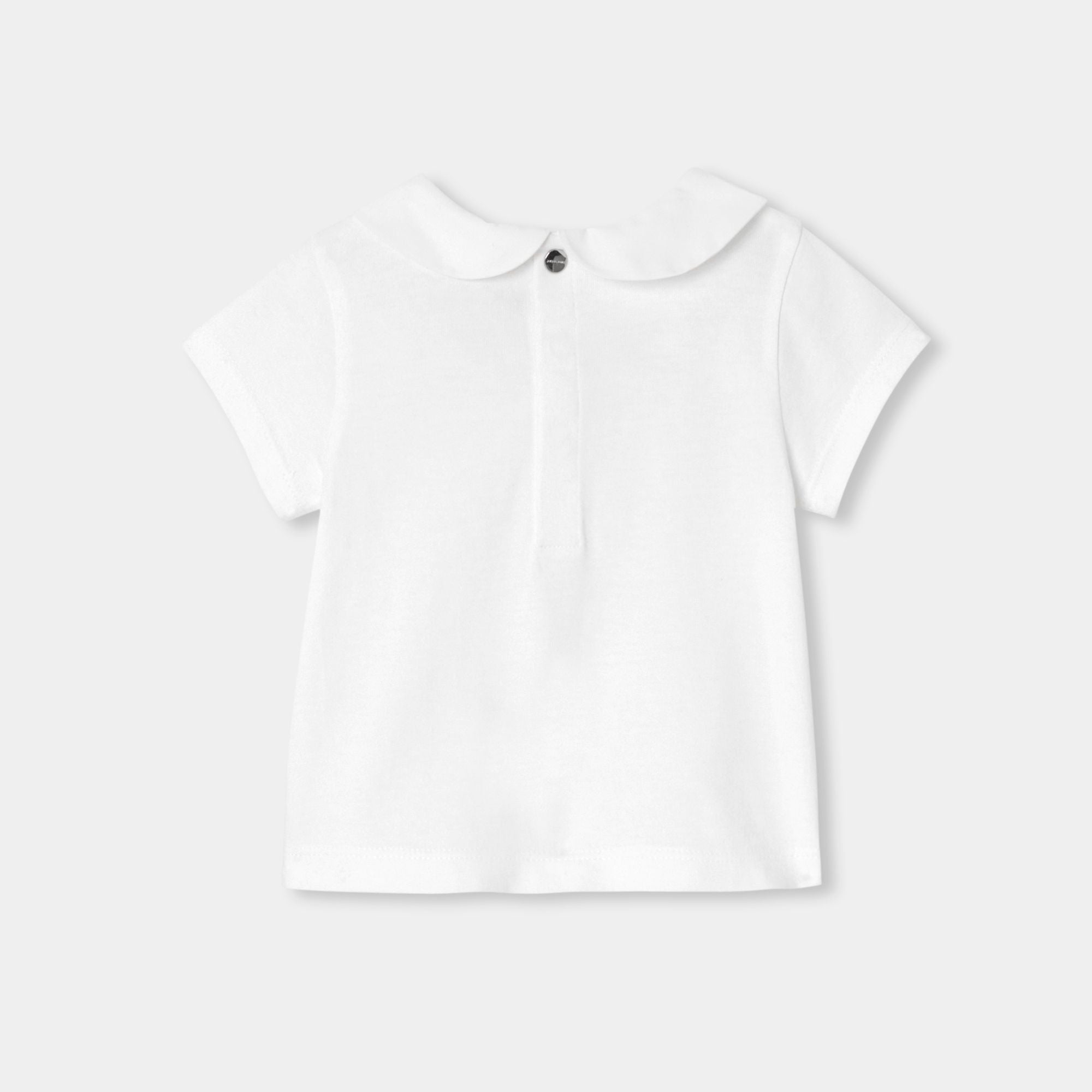 Baby girl cotton T-shirt with Peter Pan collar