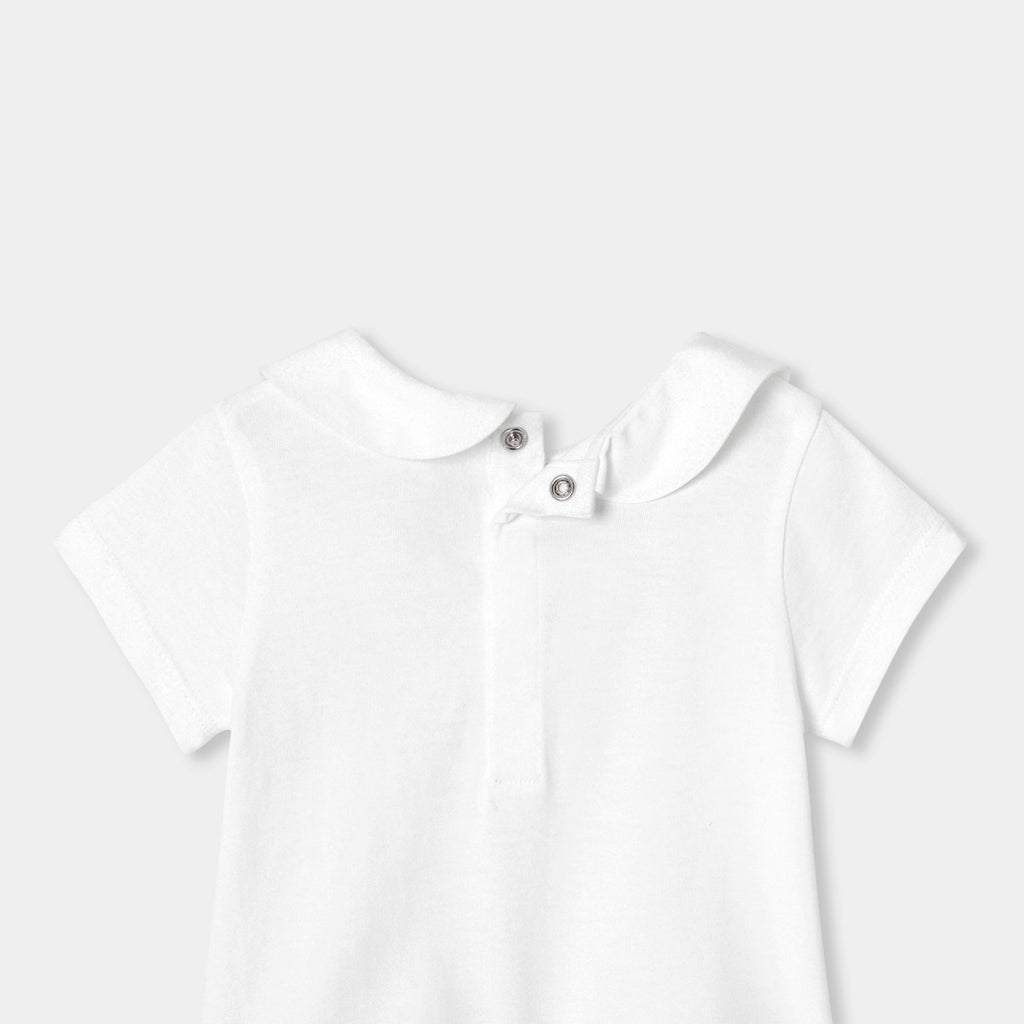 Baby girl cotton T-shirt with Peter Pan collar