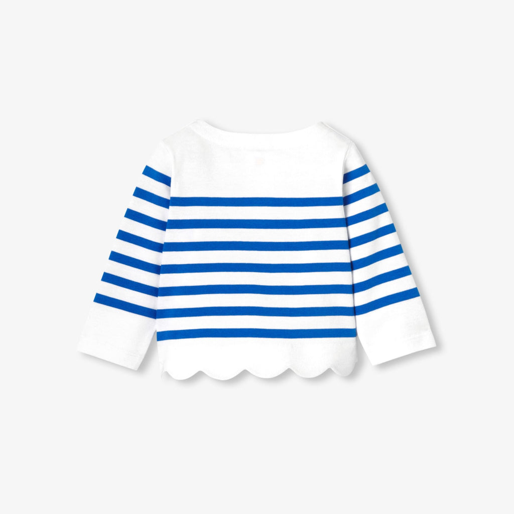 Baby girl sailor-style T-shirt - White/Light Blue