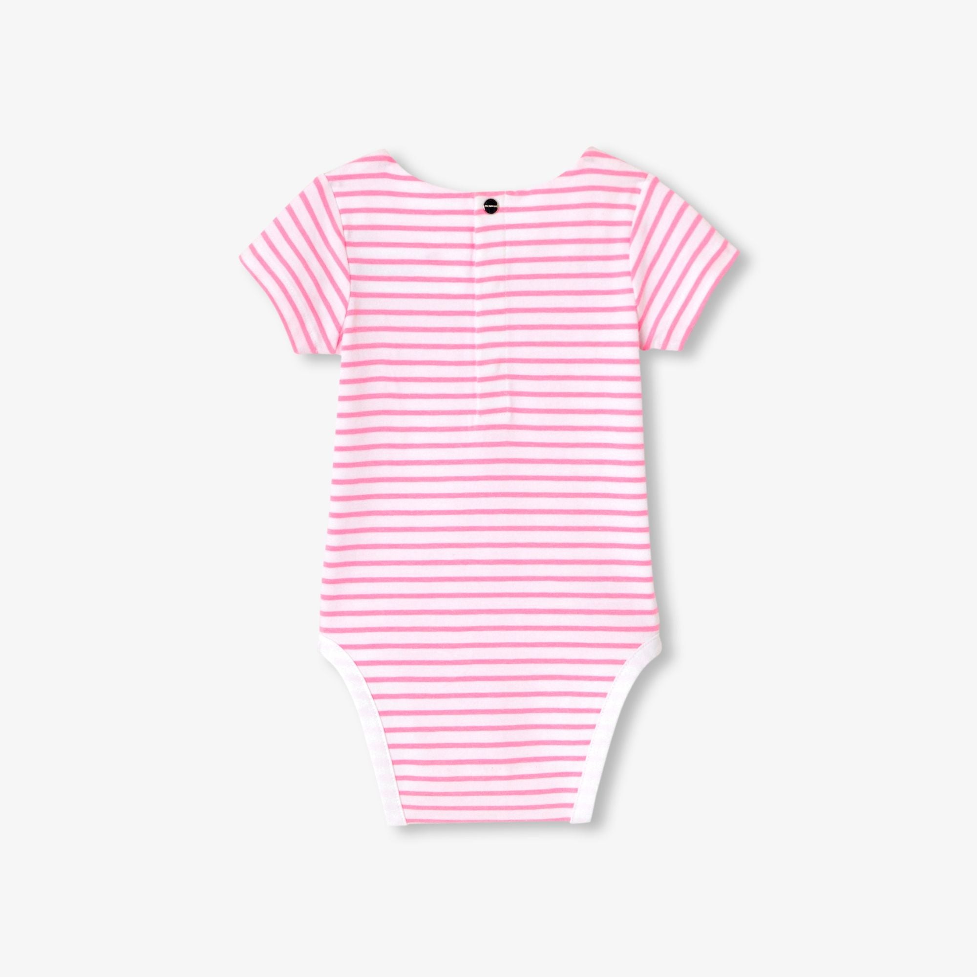 Baby girl striped cotton bodysuit - White/Pink