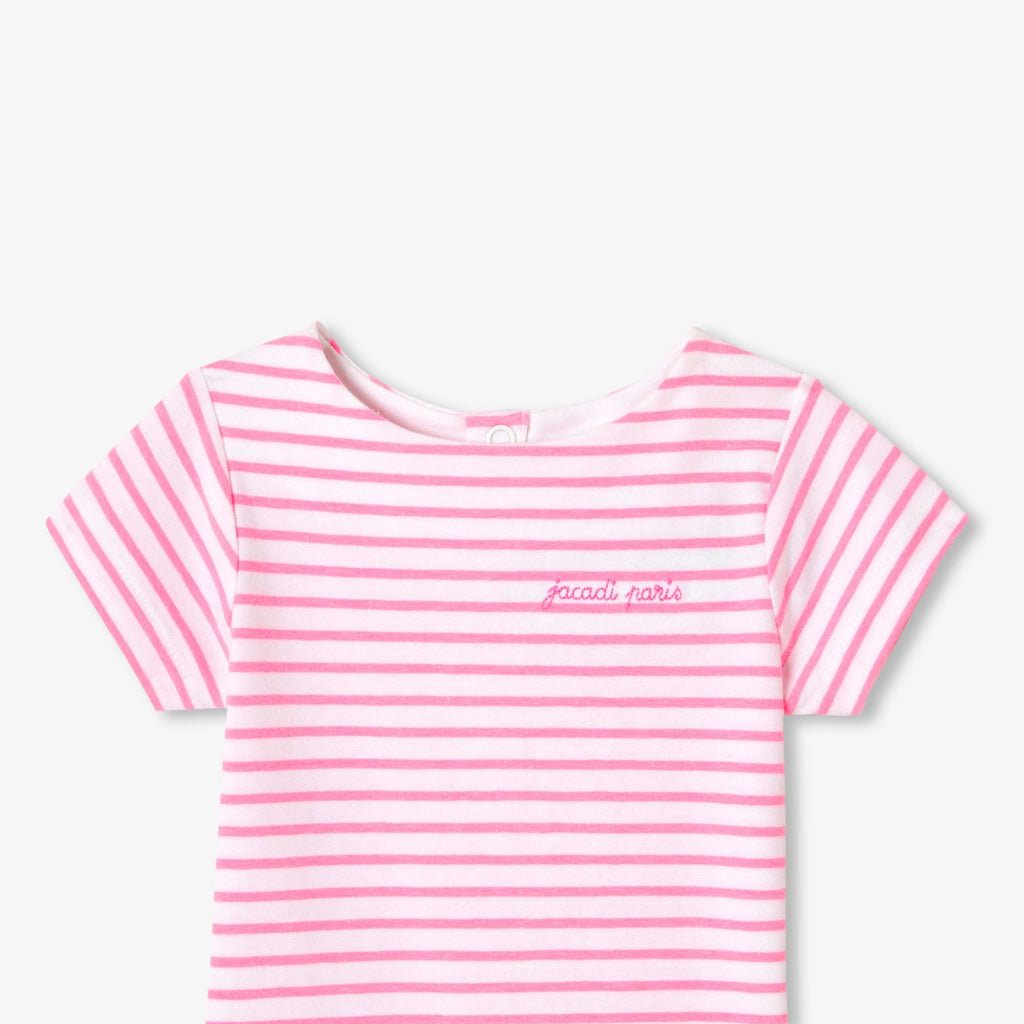 Baby girl striped cotton bodysuit - White/Pink