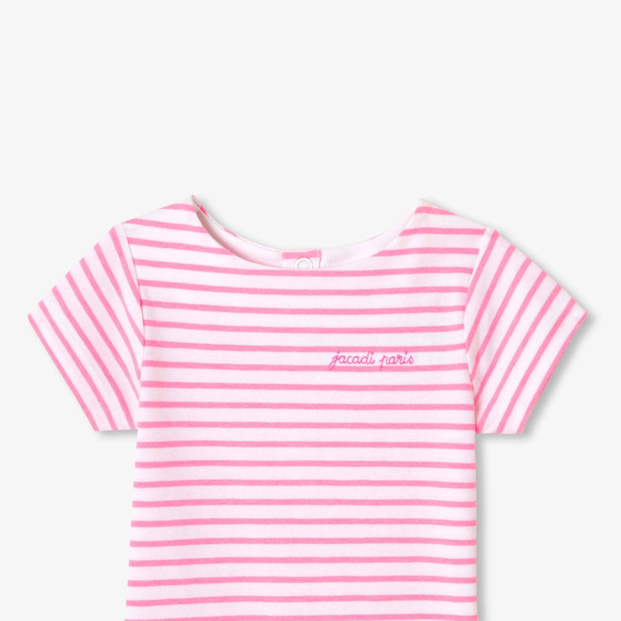 Baby girl striped cotton bodysuit - White/Pink