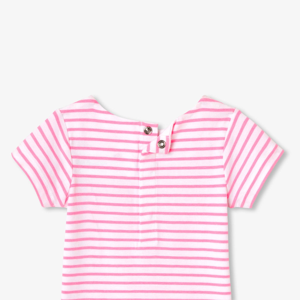 Baby girl striped cotton bodysuit - White/Pink