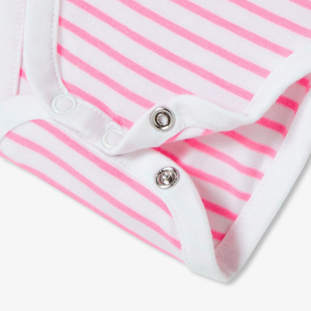 Baby girl striped cotton bodysuit - White/Pink